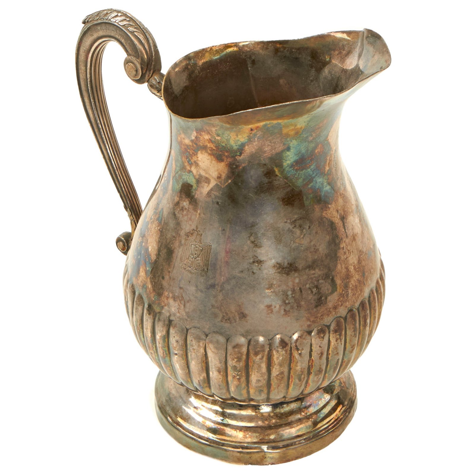 Buy Original Iraq War Saddam Hussein Personal State Silver Water Pitcher with Iraq Coat of Arms - Manufactured by Christofle of France | Original Firearms Antique For Sale