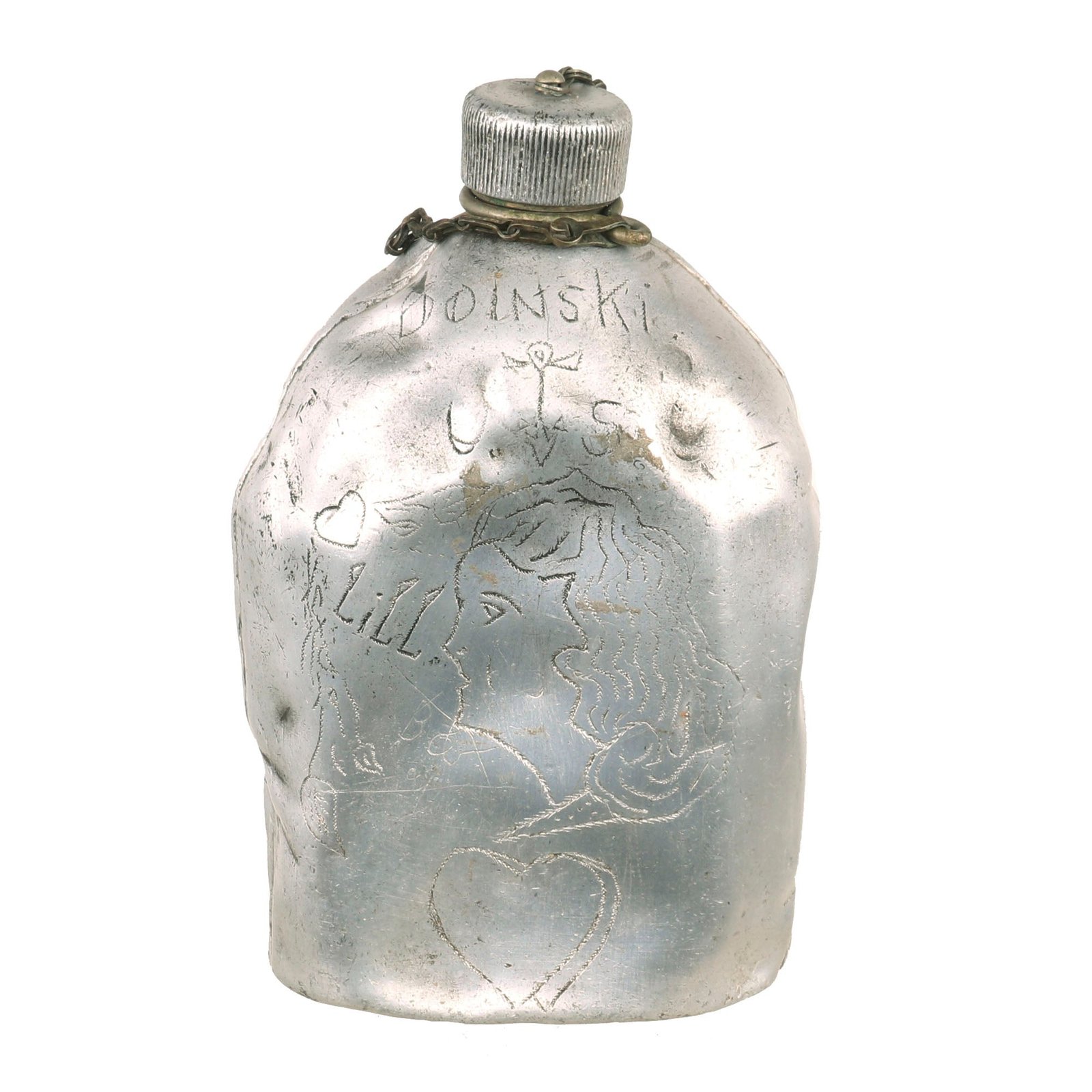 Buy Original U.S. Post-WWI CCC M1910 Canteen Engraved for Company 653 - Clam Lake, Wisconsin - Civilian Conservation Corps | Original Firearms Antique For Sale