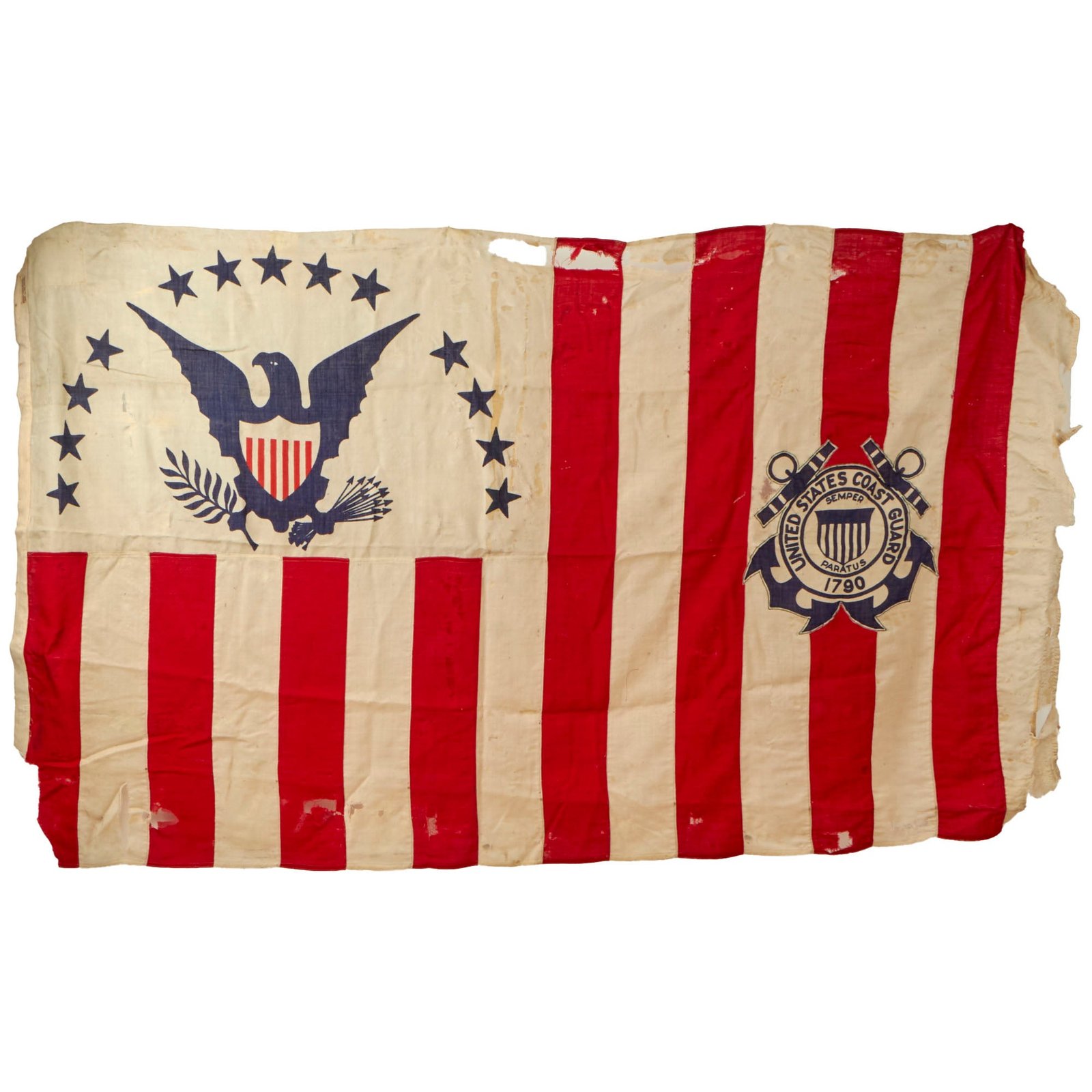 Buy Original U.S. WWII Era Large Coast Guard Flag 60" x 100” | Original Firearms Antique For Sale