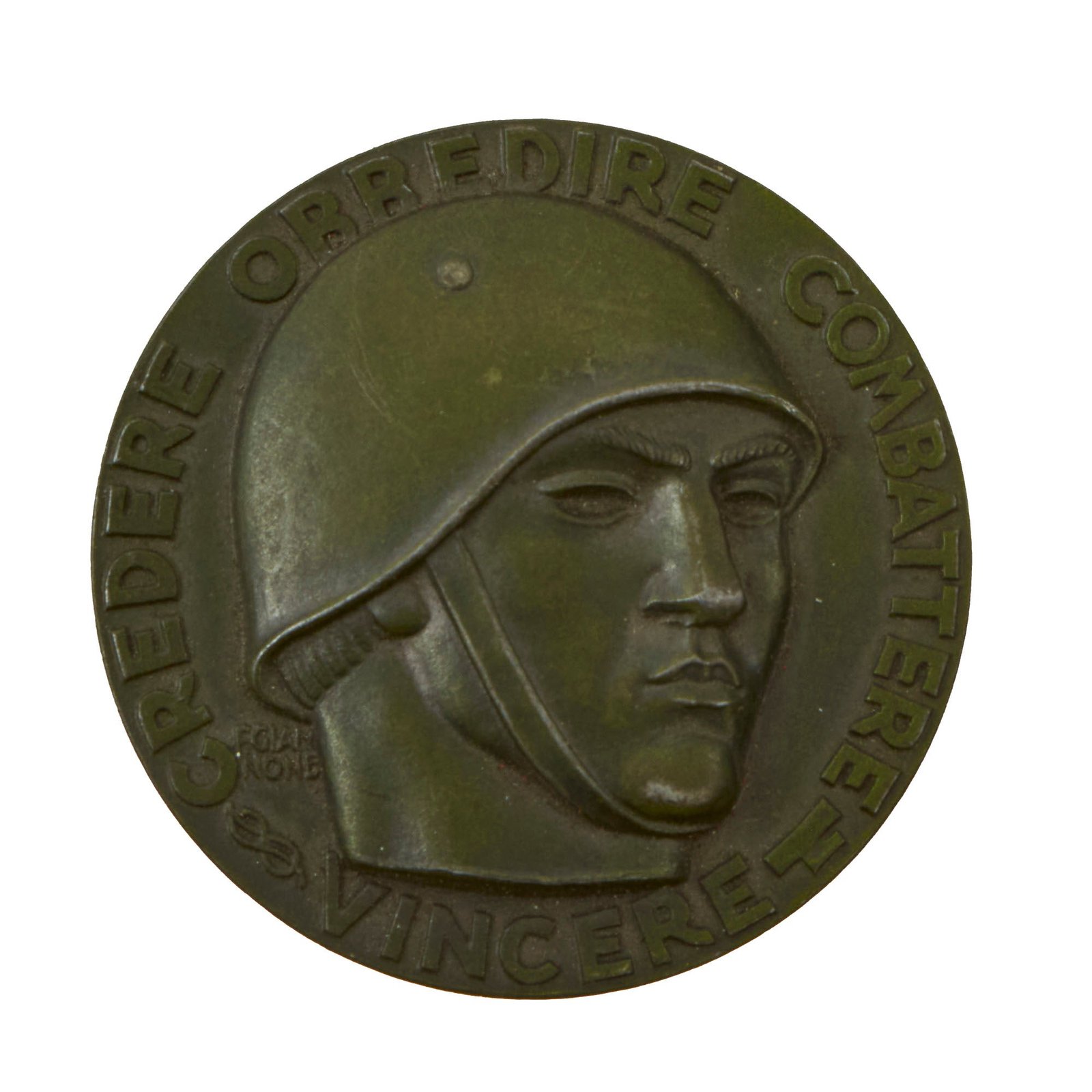 Buy Original Italian WWII Table Medal Commemorating Contemporary Traveling Exhibit of War Art by F. Gianone | Original Firearms Antique For Sale