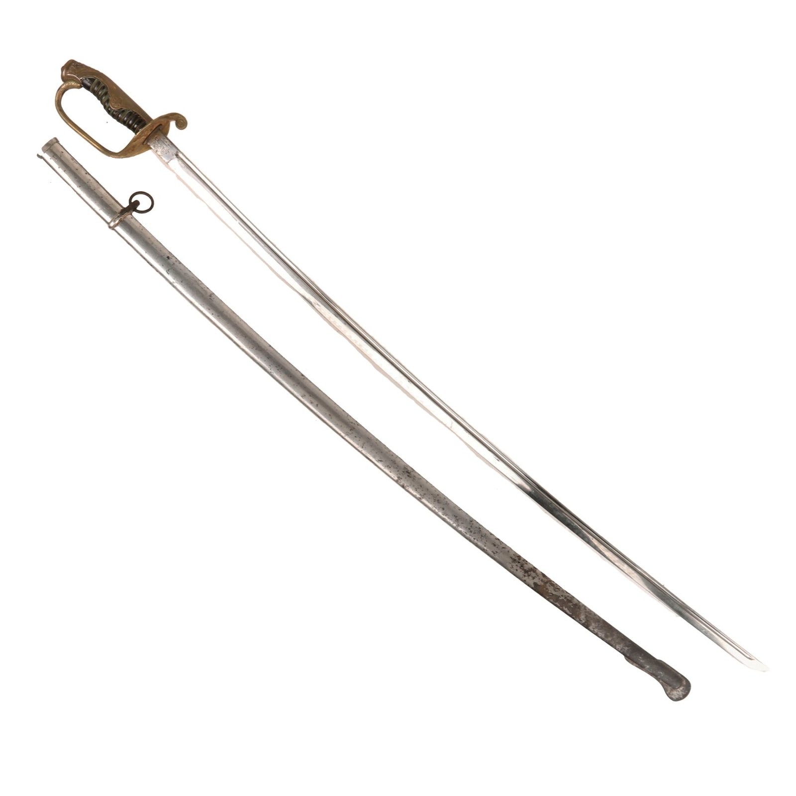 Buy Original Imperial Japanese WWII Army Type 19 Kyu-Gunto Nickel-Plated Parade Officer’s Sword with Scabbard | Original Firearms Antique For Sale