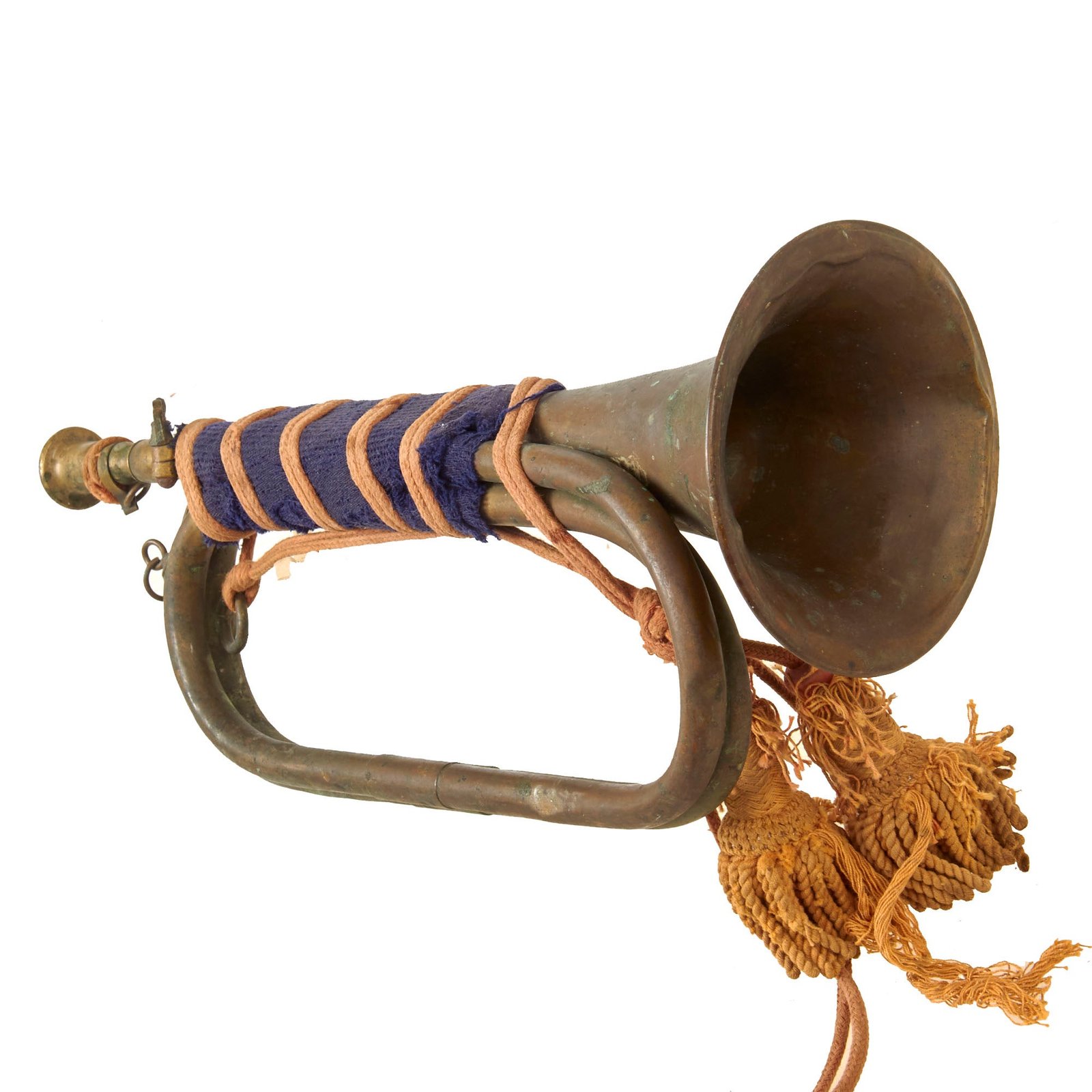 Original WWII Imperial Japanese Army Brass Bugle with Black Wrap & Faded Red Cord