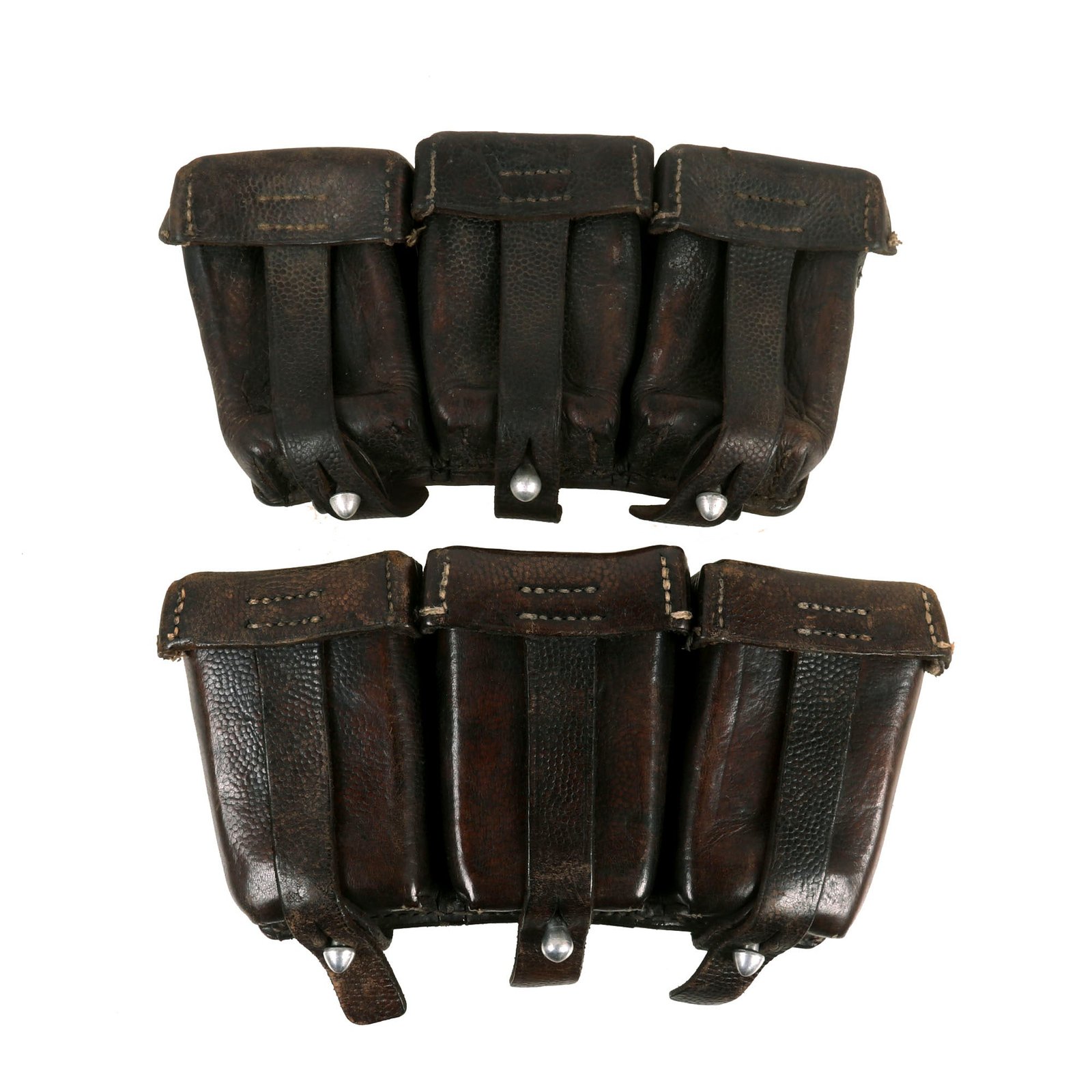 Buy Original German WWII Naval Brown Leather Mauser 98k Triple Pouch Lot with Kriegsmarine Markings - Lot of 2 | Original Firearms Antique For Sale