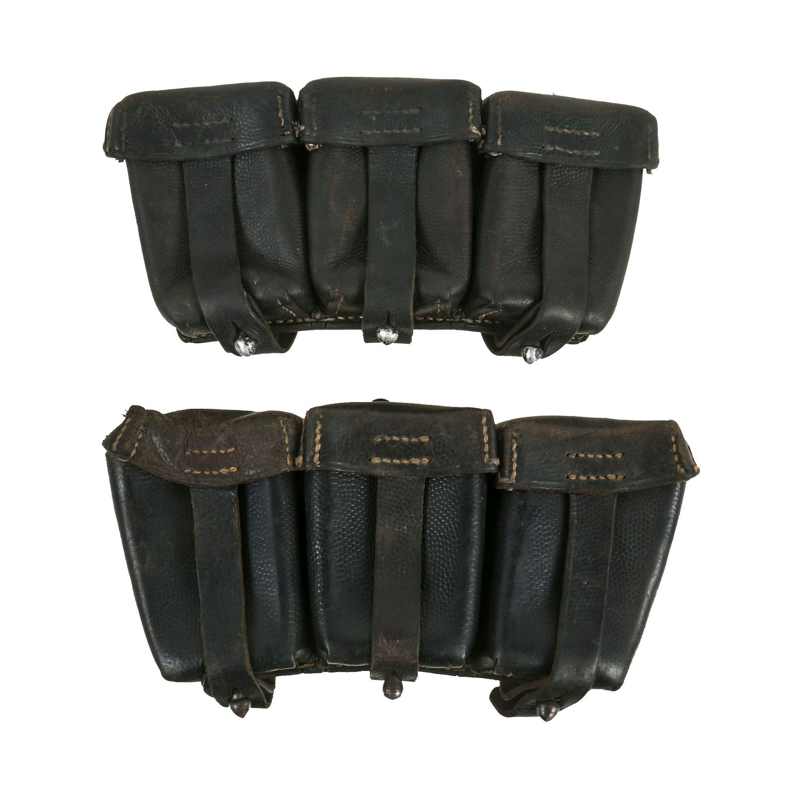 Buy Original German WWII Naval Brown Leather Mauser 98k Triple Pouch Lot with Kriegsmarine Markings - 2 items | Original Firearms Antique For Sale