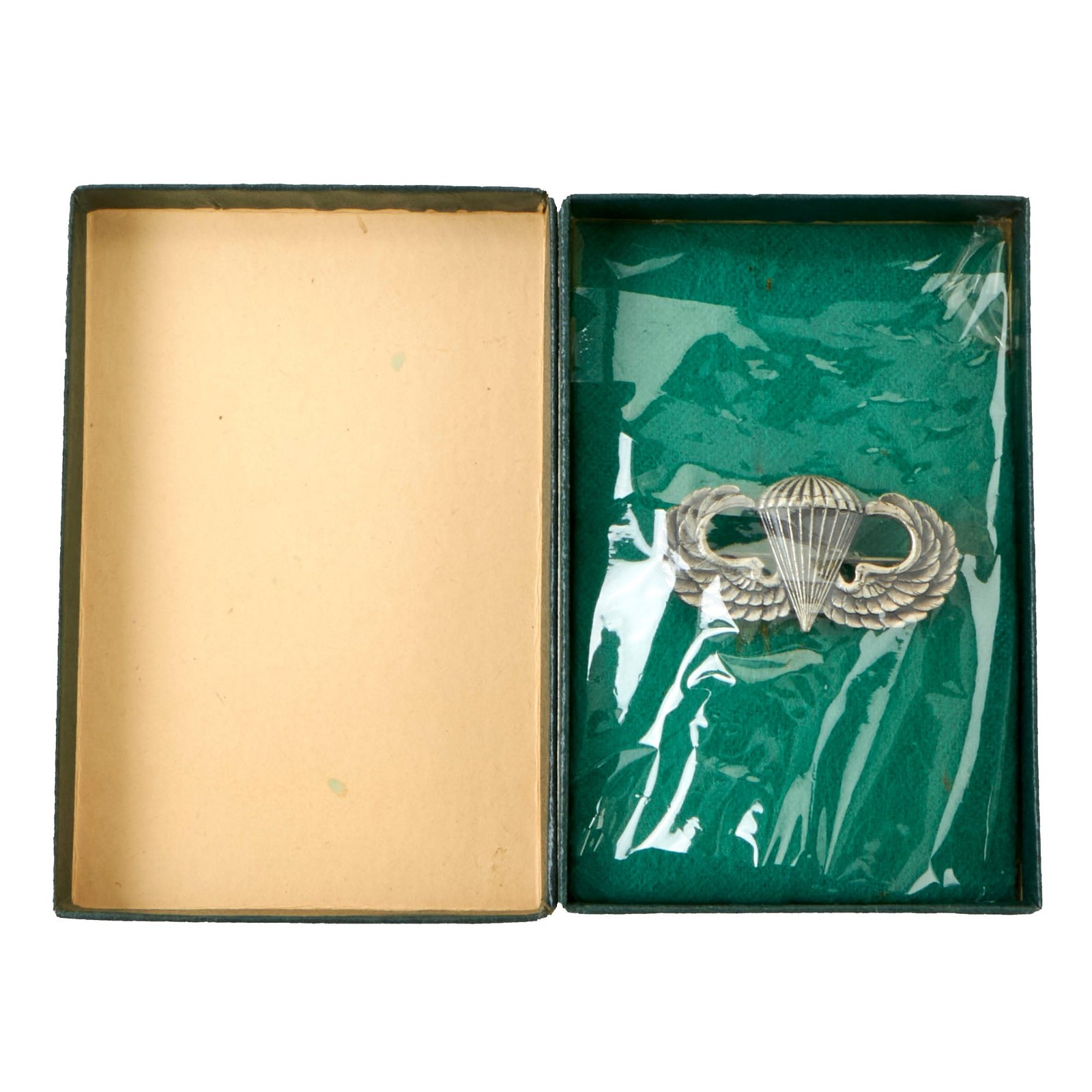 Buy Original U.S. WWII Sterling Silver Airborne Jump Wings With Box - Unissued Parachutist Badge | Original Firearms Antique For Sale