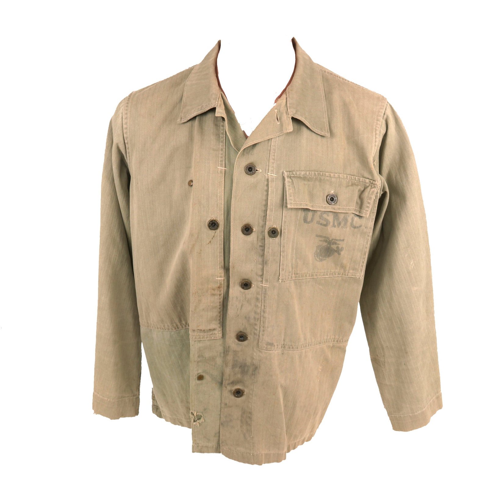 Buy Original U.S. WWII USMC HBT Herringbone Twill P44 Combat Field Utility Jacket with Laundry Number | Original Firearms Antique For Sale
