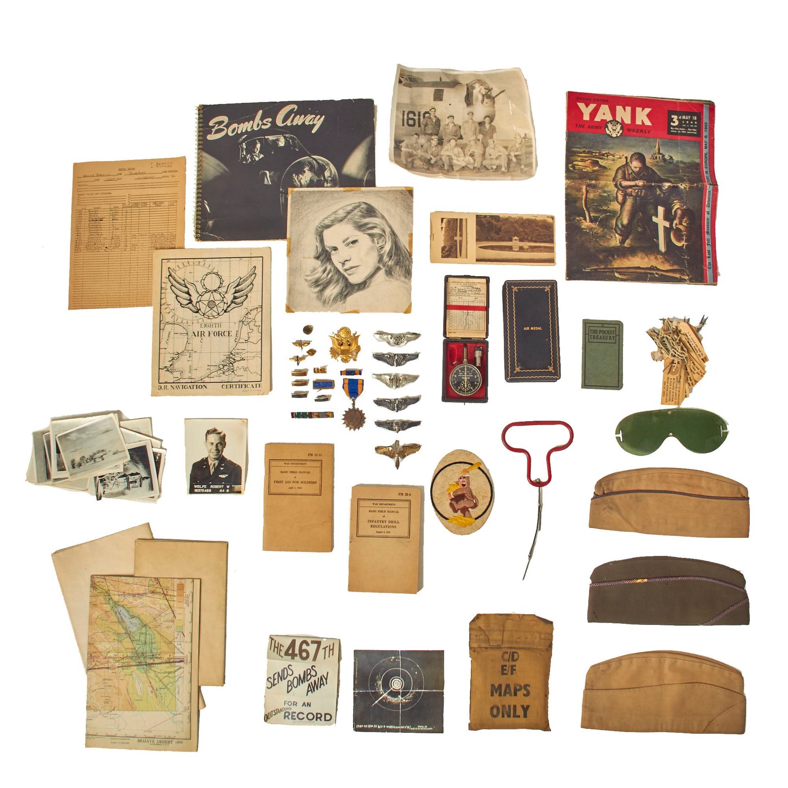 Buy Original U.S. WWII Named 790th Bombardment Squadron, 467th Bombardment Group Collection For Aerial Gunner Lt. Robert W. Wolfe | Original Firearms Antique For Sale