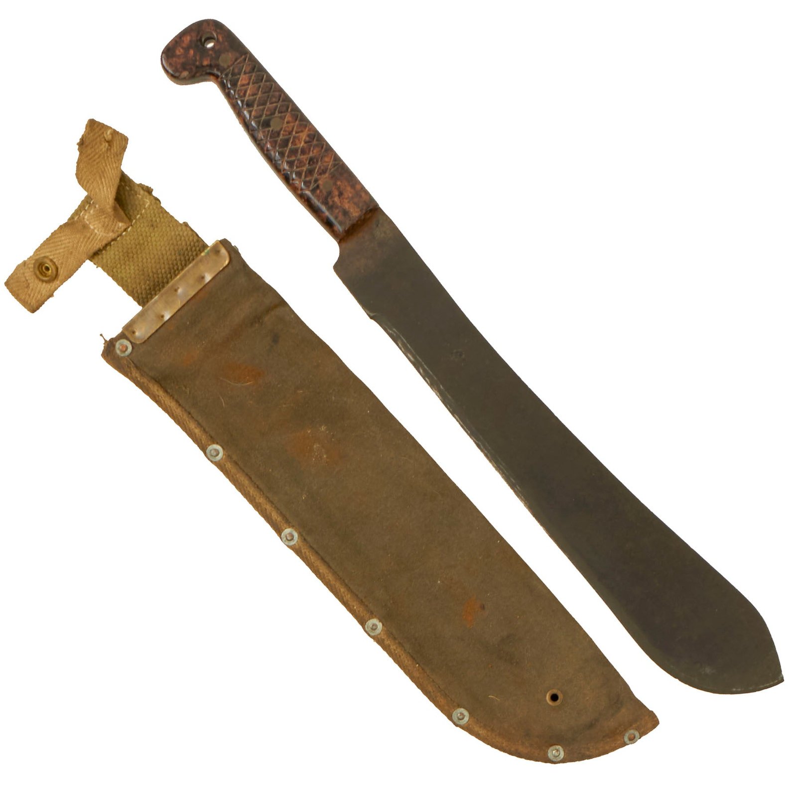 Buy Original 1944 Dated Australian WWII 15 Inch Machete with Canvas Sheath | Original Firearms Antique For Sale