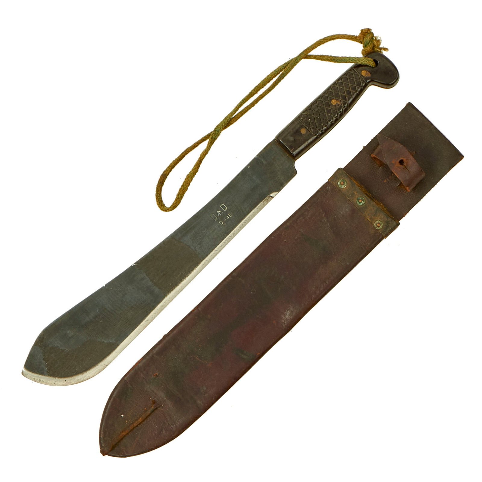 Buy Original Scarce WWII Australian 15” Machete with Plastic Handle and Original Sheath - In Excellent Condition - Dated 1945 | Original Firearms Antique For Sale
