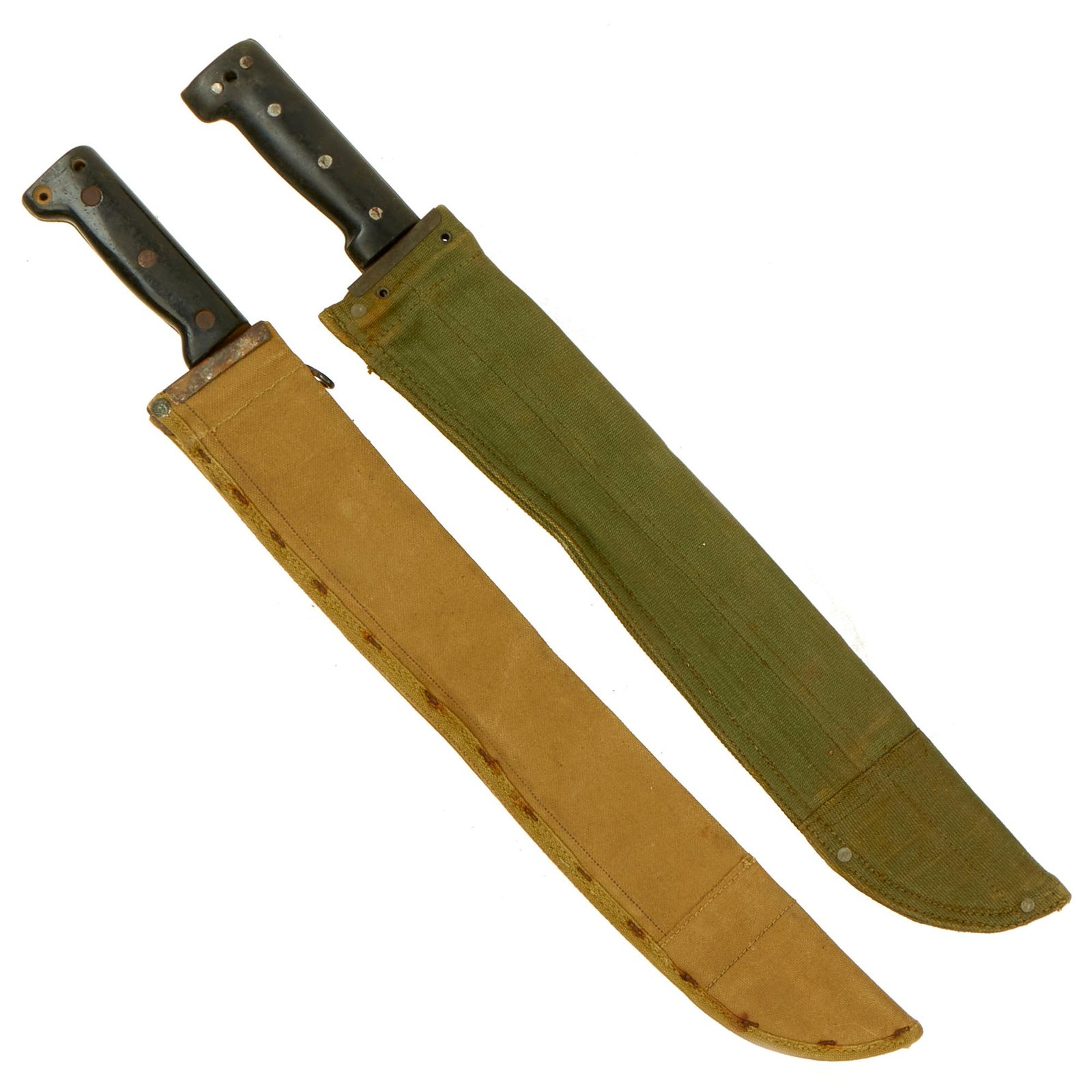 Buy Original U.S. & British WWII Machetes With Scabbards Lot - (2) Sets, Dated 1942 and 1945 | Original Firearms Antique For Sale