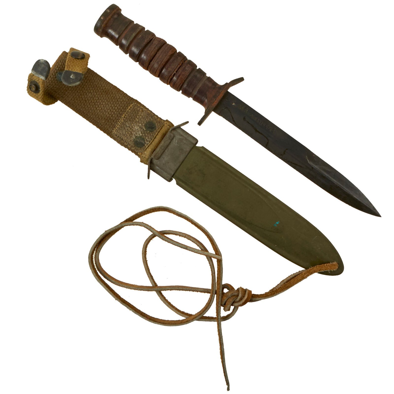 Buy Original U.S. WWII M3 Blade Marked Fighting Knife by Camillus with M8 Scabbard by B.M. Co. | Original Firearms Antique For Sale