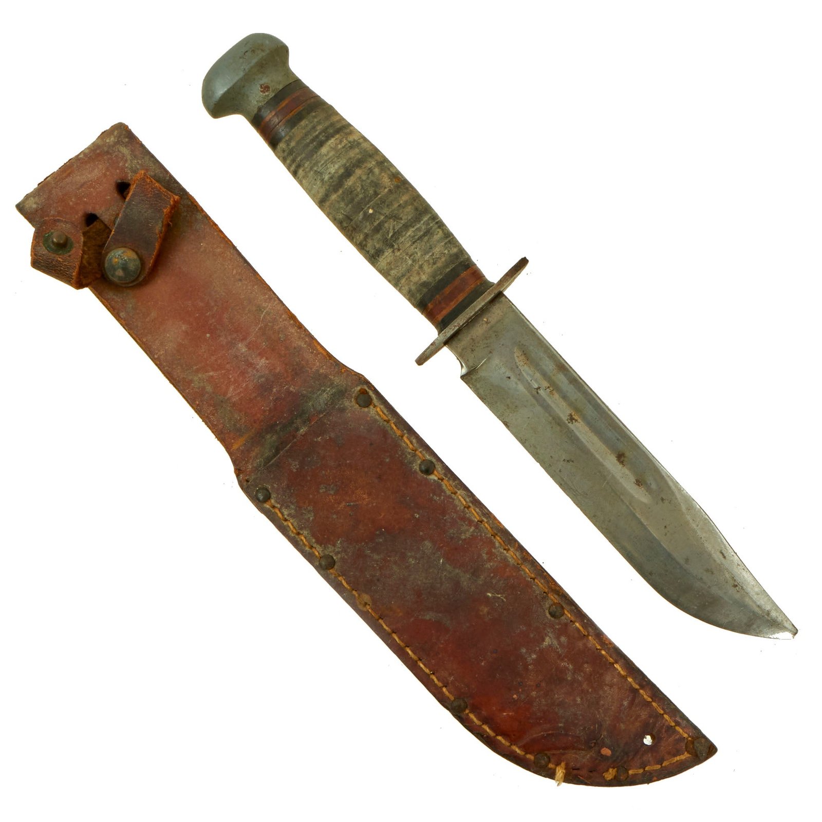 Buy Original U.S. WWII PAL RH-36 MkII-Style Fighting Knife with Leather Belt Scabbard | Original Firearms Antique For Sale