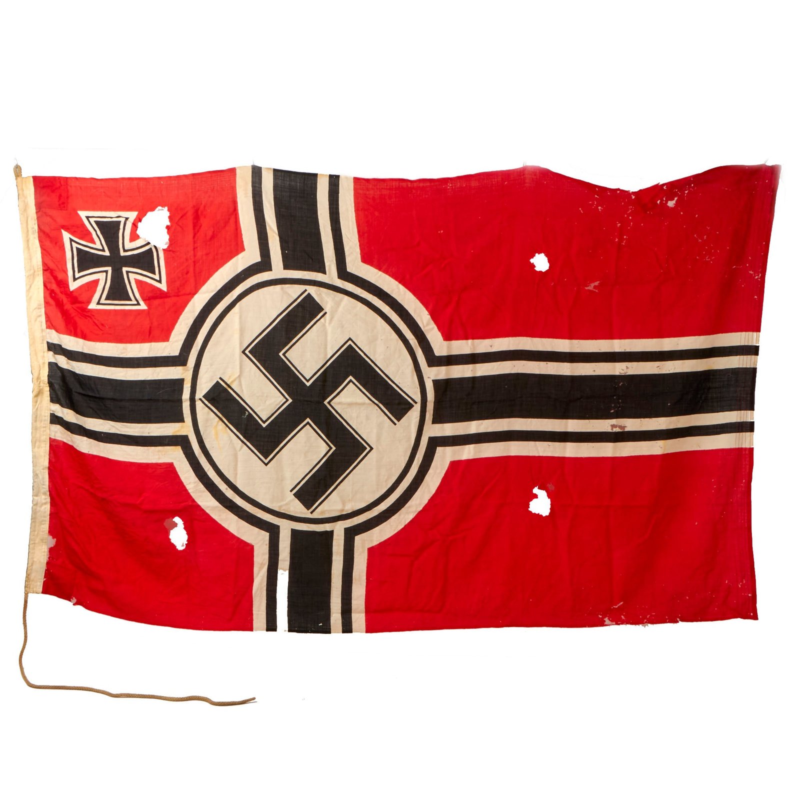 Buy Original German WWII Service Worn Kriegsmarine 150cm x 250cm Wool Naval Battle Flag - Reichskriegsflagge | Original Firearms Antique For Sale