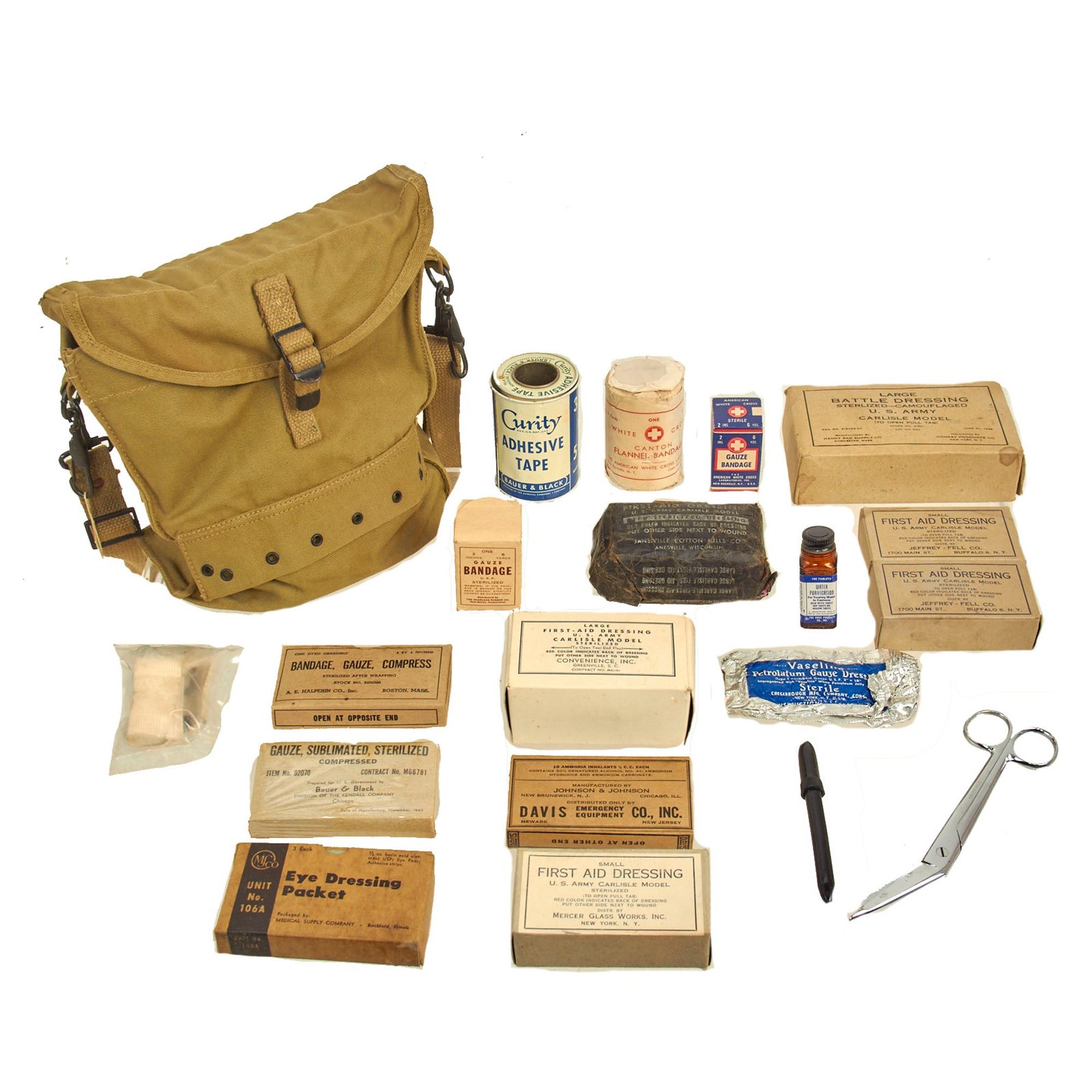 Buy Original U.S. WWII US Army Medic Side Medical Pouch with Contents | Original Firearms Antique For Sale