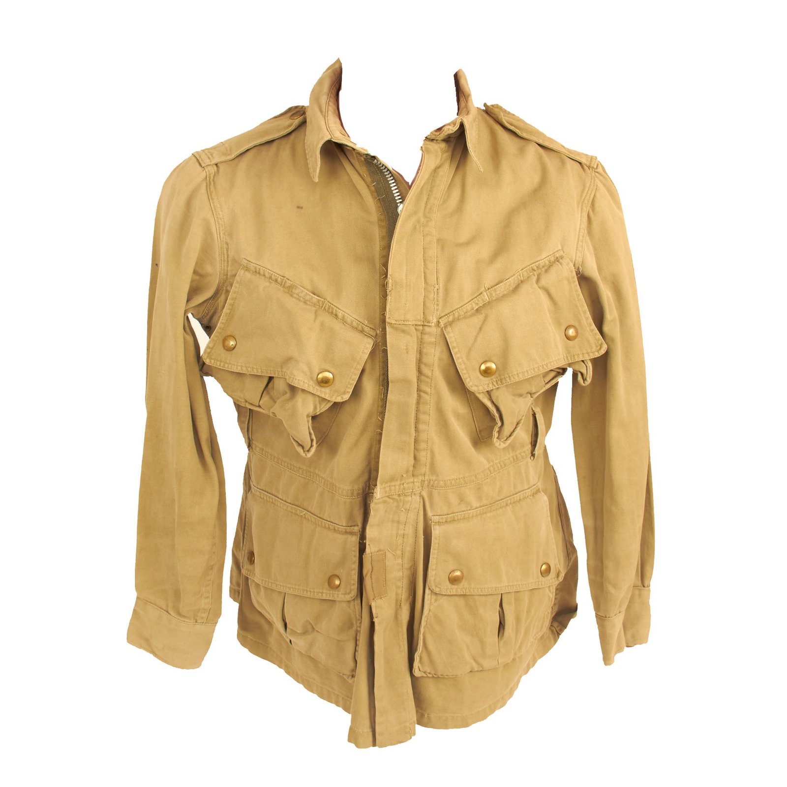 Buy Original U.S. WWII Service Worn M1942 Paratrooper Jump Jacket without Reinforcements - Marked With Multiple Laundry Numbers | Original Firearms Antique For Sale