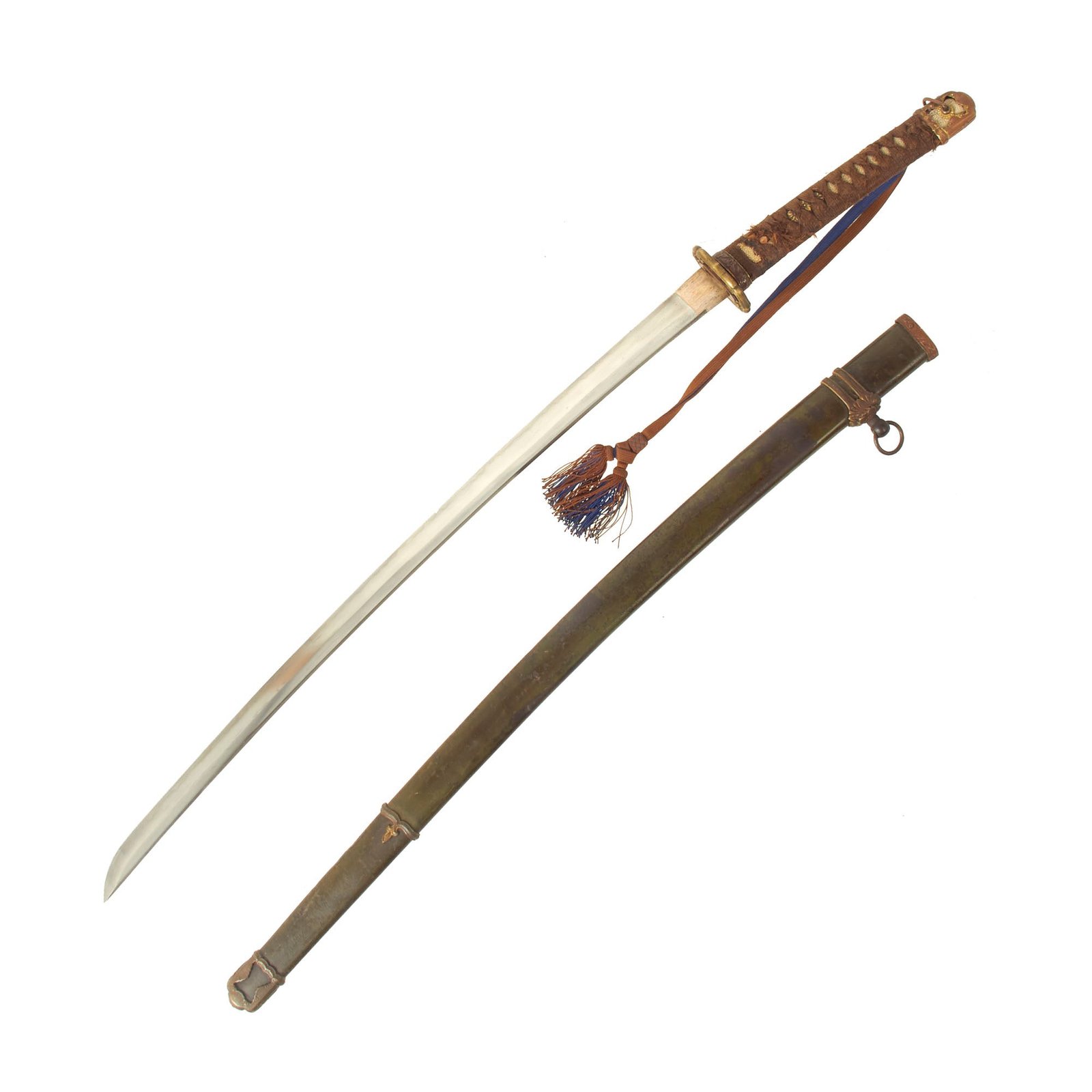 Buy Original WWII Japanese Army Officer Type 98 Shin-Gunto Handmade Katana Sword by IKEDA KANETSUNA with Steel Scabbard & Tassel | Original Firearms Antique For Sale