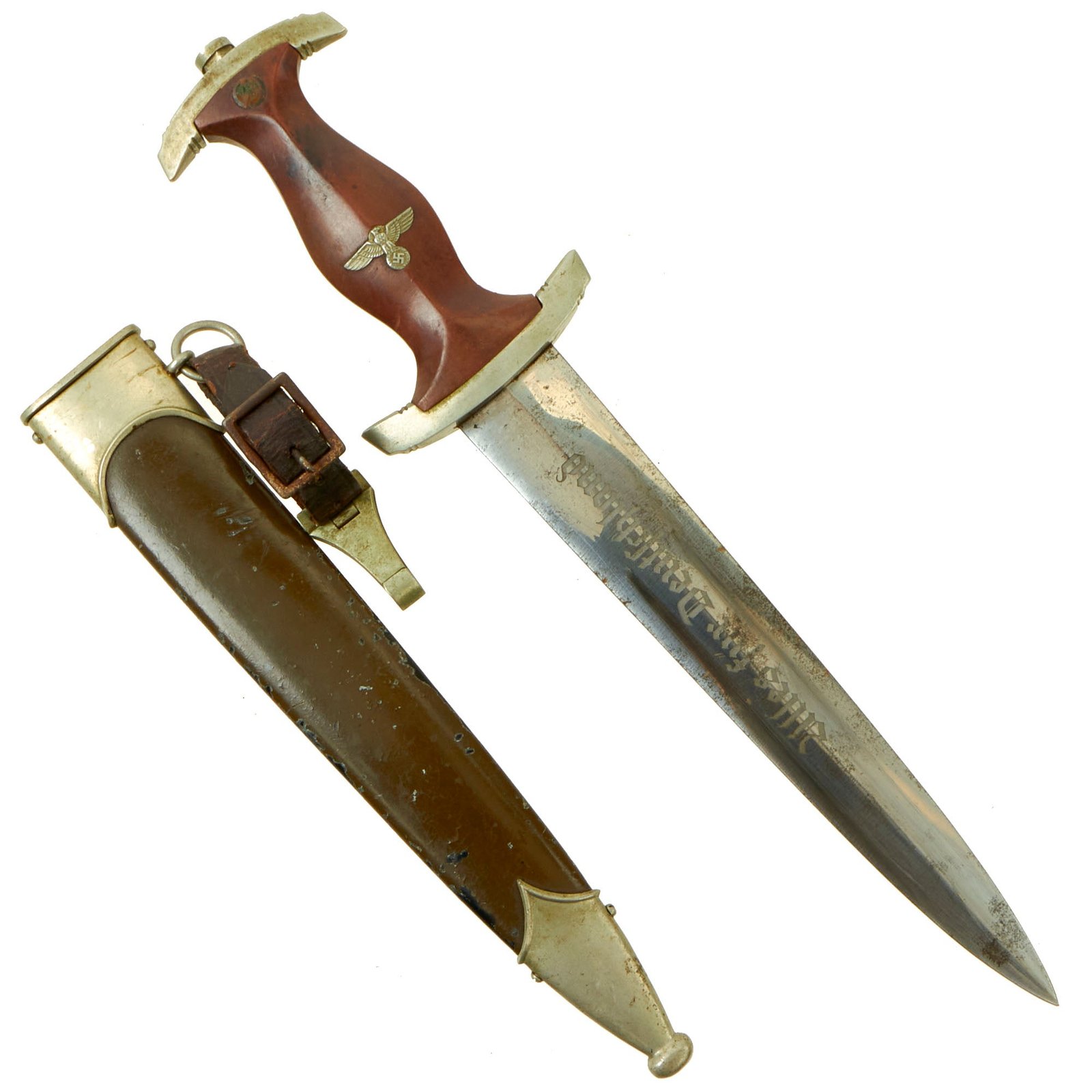 Buy Original German Early WWII SA Dagger by Rare Maker Hugo Linder Deltawerk with Scabbard & Hanger - McSARR Rarity Rated 7 of 10 | Original Firearms Antique For Sale