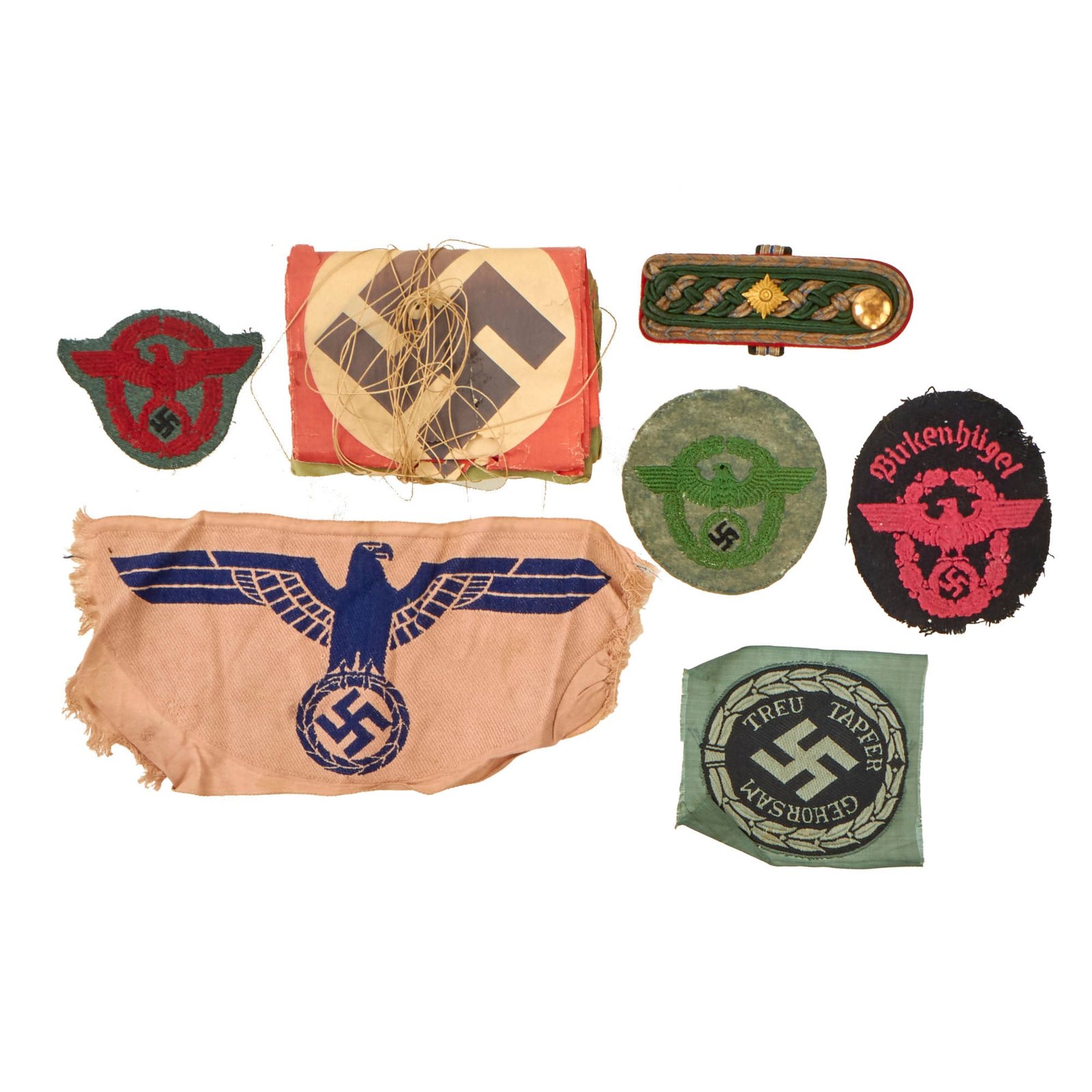 Buy Original German WWII Insignia Grouping with Three Police Arm Patches and More - 7 Items | Original Firearms Antique For Sale
