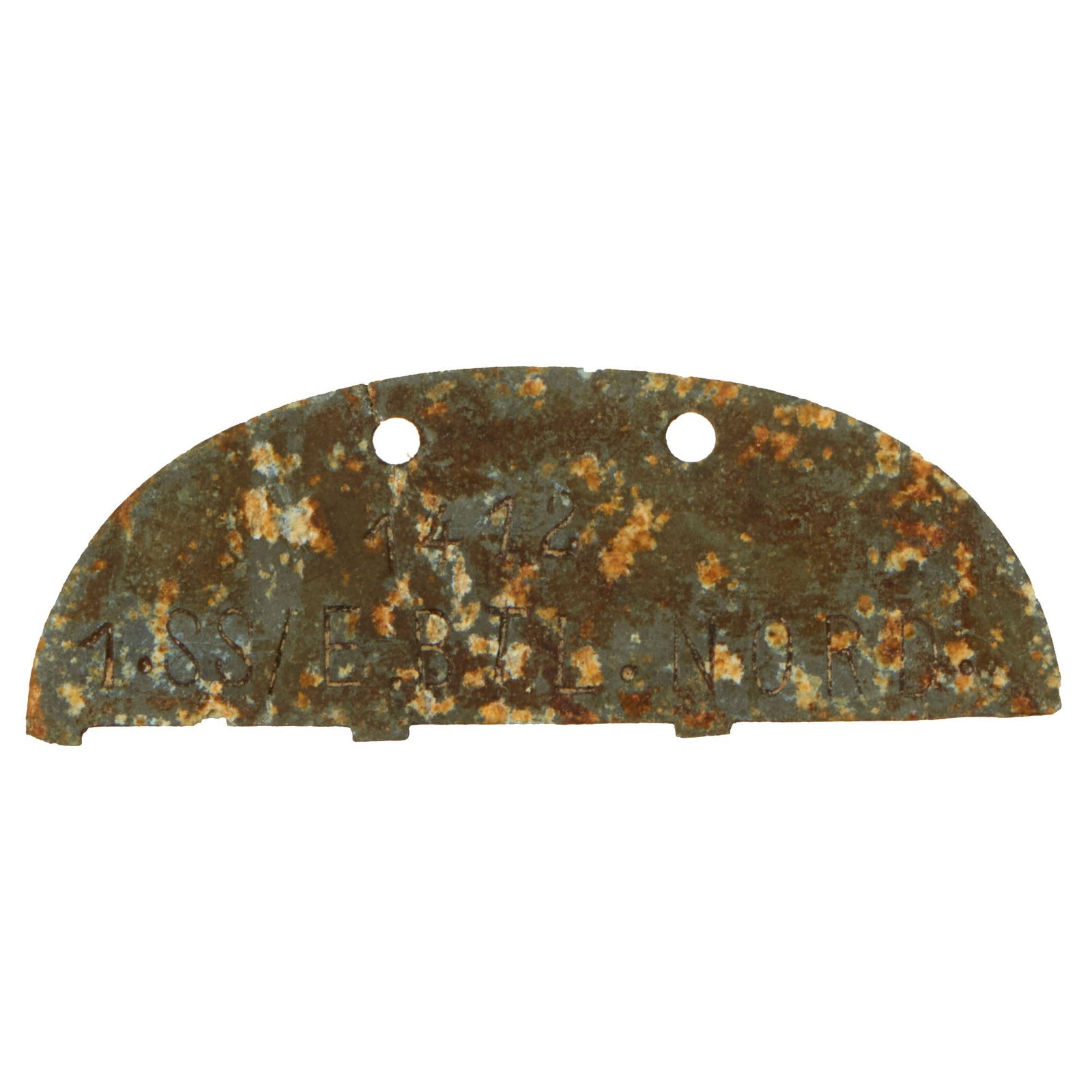 Buy Original German WWII 6th SS Mountain Division Nord Replacement Battalion Identity Disc Dog Tag Half - No. 1412 | Original Firearms Antique For Sale