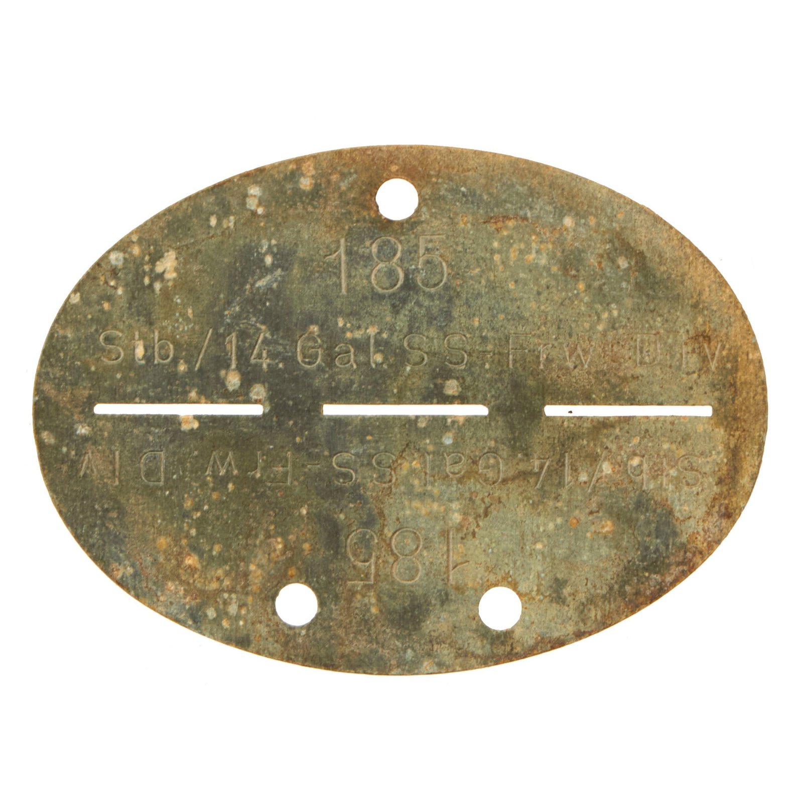 Buy Original German WWII SS Identity Disc Dog Tag - 14th Waffen Grenadier 1st SS Galician Division - No. 185 | Original Firearms Antique For Sale