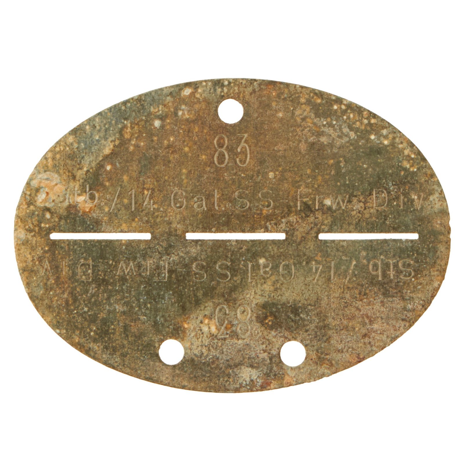 Buy Original German WWII SS Identity Disc Dog Tag - 14th Waffen Grenadier 1st SS Galician Division - No. 83 | Original Firearms Antique For Sale