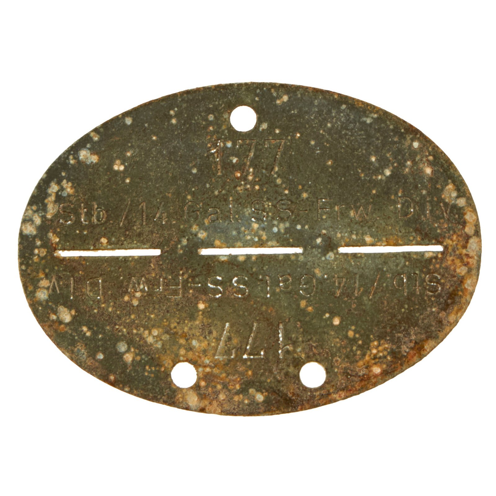 Buy Original German WWII SS Identity Disc Dog Tag - 14th Waffen Grenadier 1st SS Galician Division - No. 177 | Original Firearms Antique For Sale
