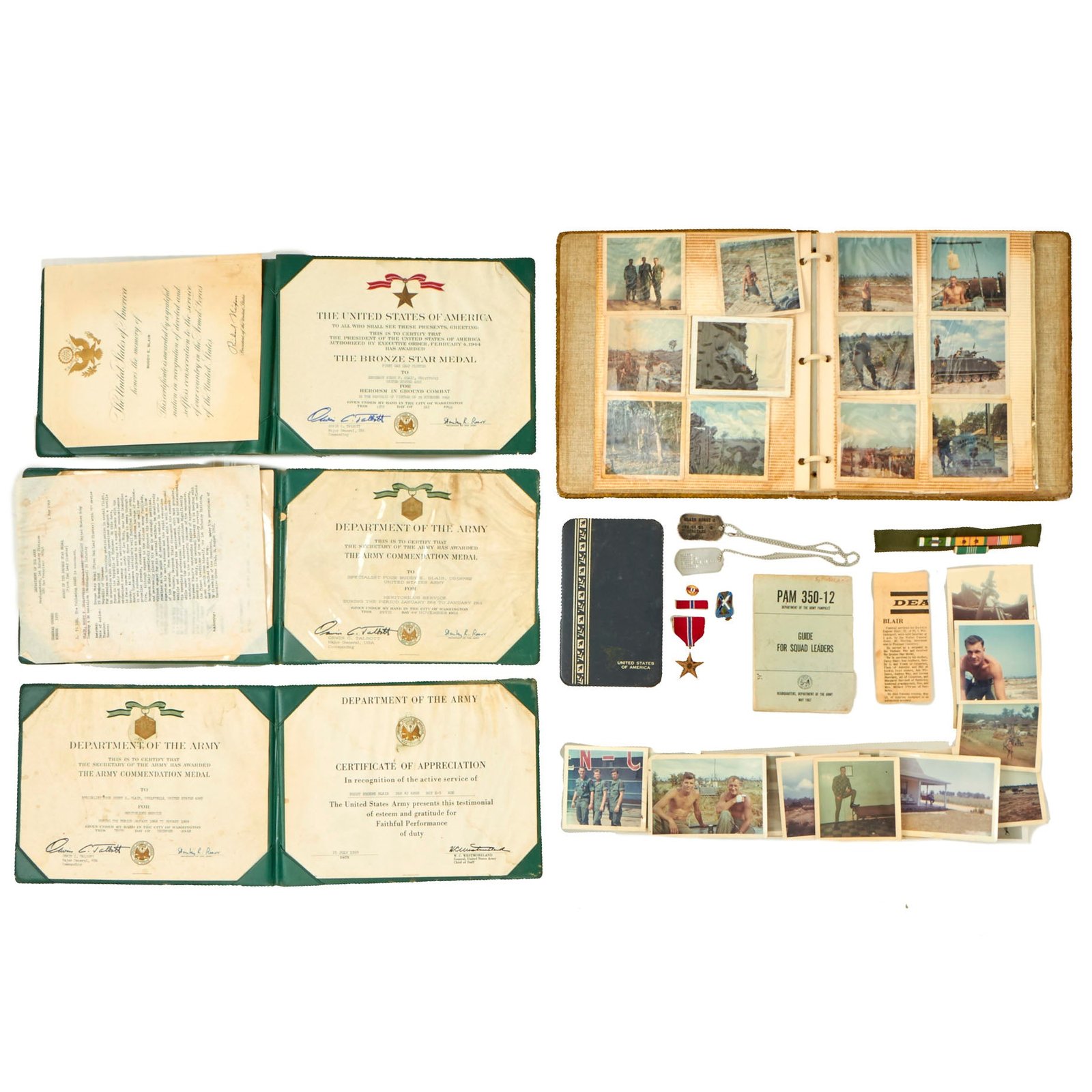 Buy Original U.S. Vietnam War 1st Infantry Division Bronze Star Ephemera Grouping - Buddy E. Blair | Original Firearms Antique For Sale