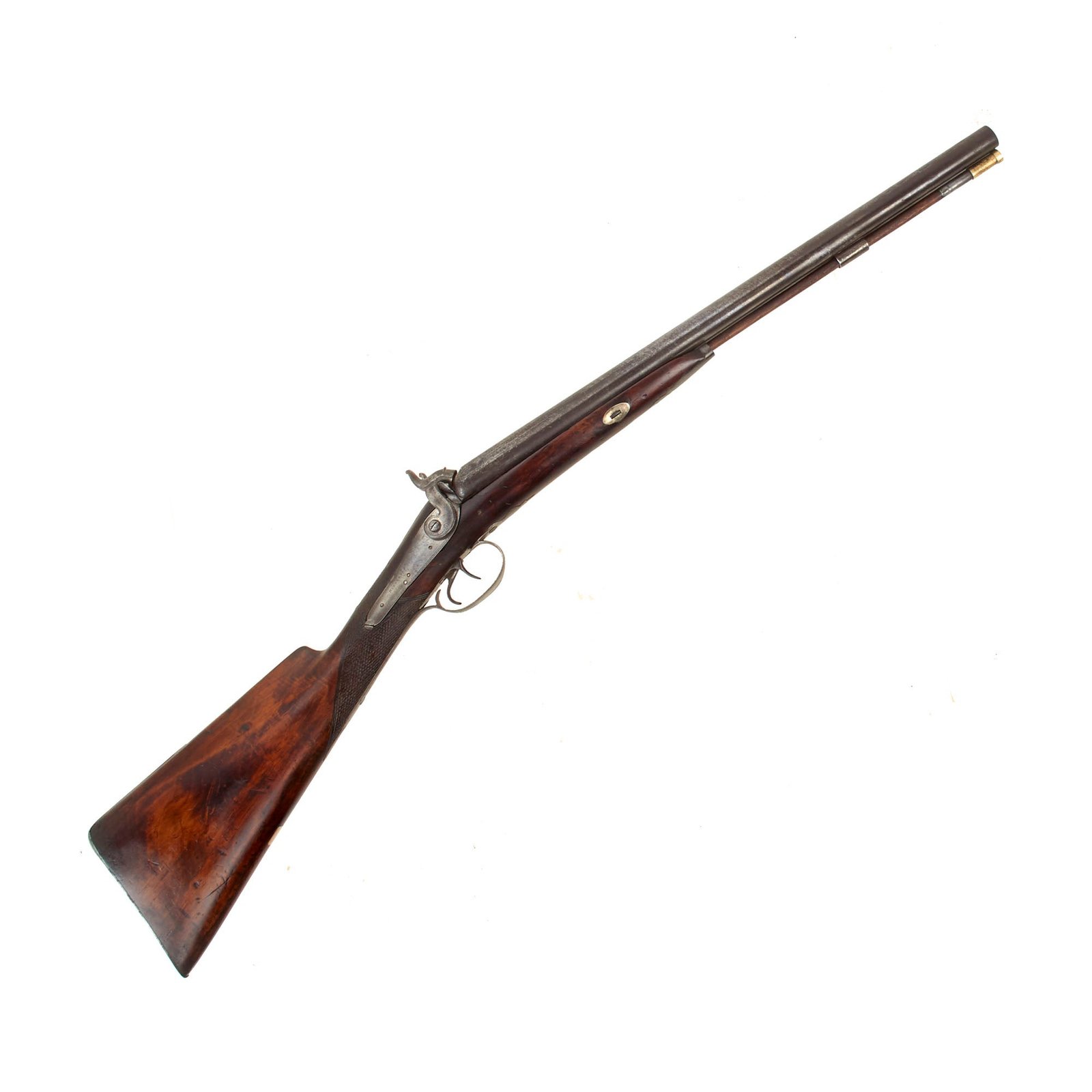 Buy Original British 11 & 13 Dual Bore Double Barrel Percussion Fowler by Middleton Cut Down to Coaching Gun - circa 1840 | Original Firearms Antique For Sale