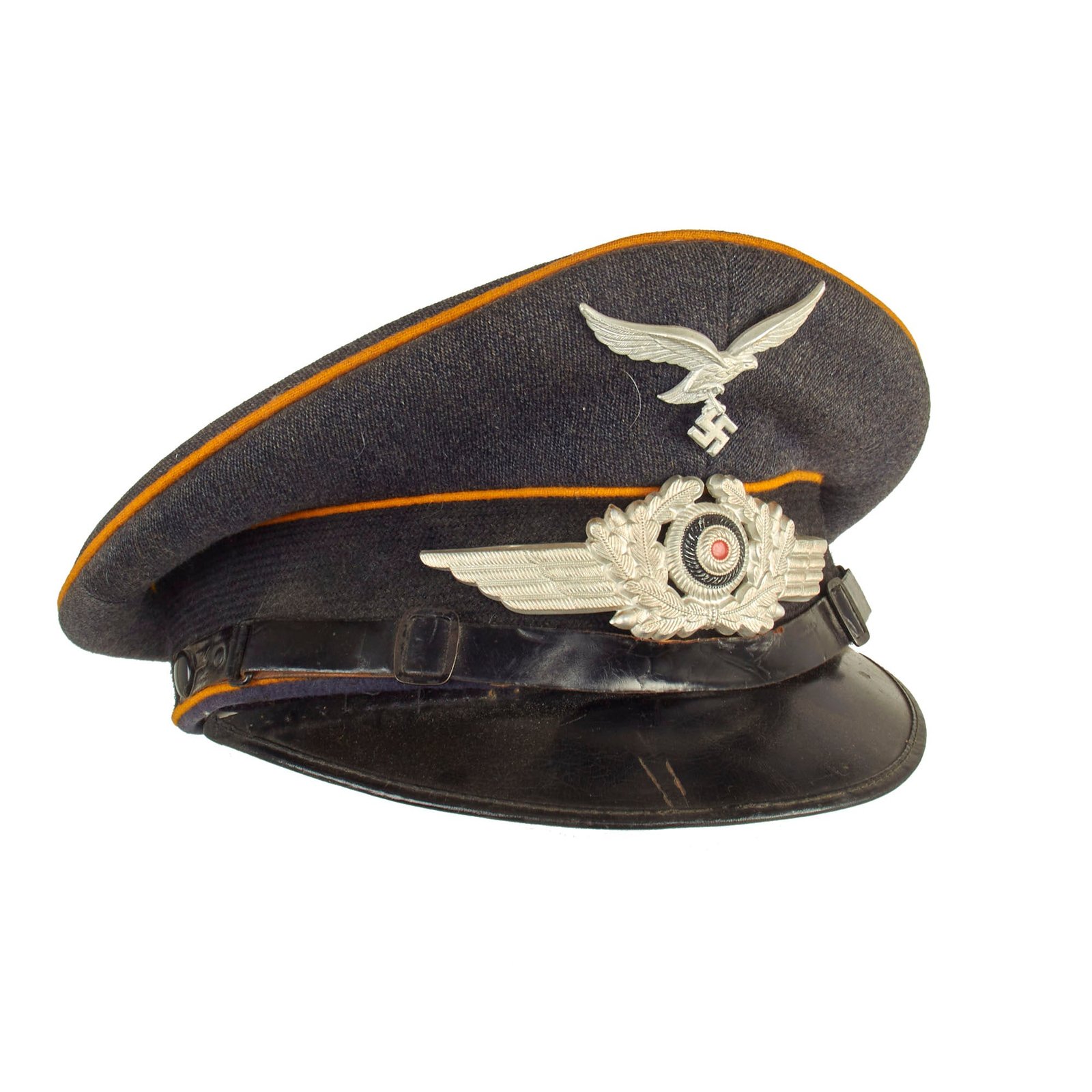 Buy Original German WWII Service Used Luftwaffe Flight Branch EM/NCO Schirmmütze Visor Crush Cap | Original Firearms Antique For Sale