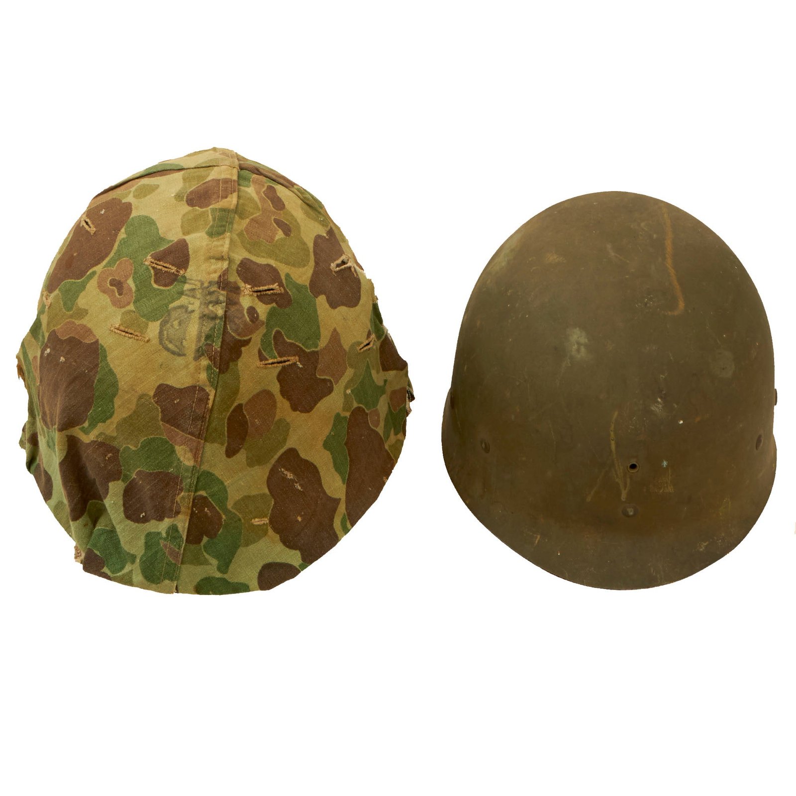 Buy Original U.S. WWII & Korean War USMC M1 Helmet with Seaman Liner and Blue Anchor 1953 USMC Cover With Stenciled Eagle, Globe and Anchor - Complete | Original Firearms Antique For Sale