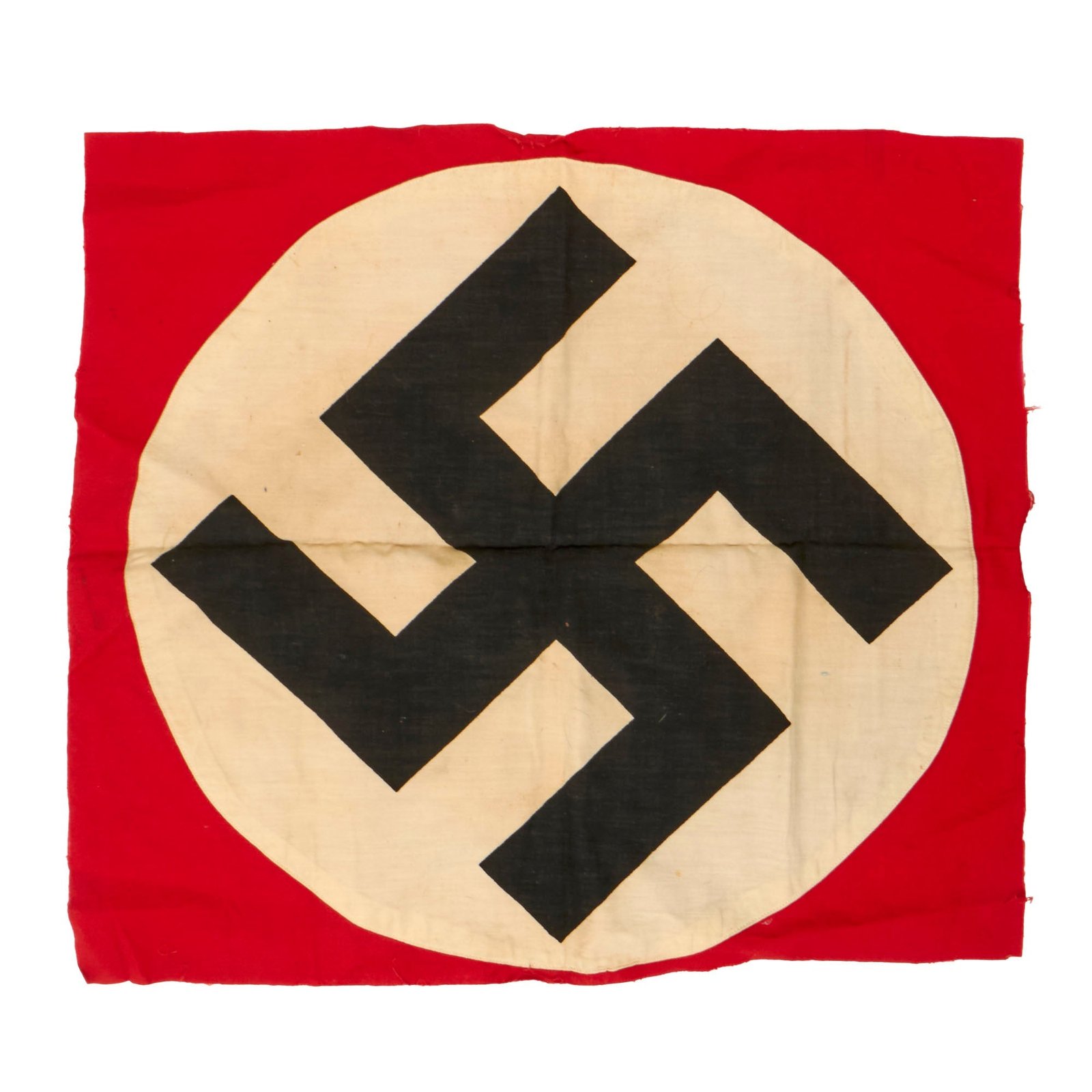 Buy Original German WWII NSDAP Double Sided National Political Flag Cutoff Center Insignia Section - 20 ½" x 22" | Original Firearms Antique For Sale