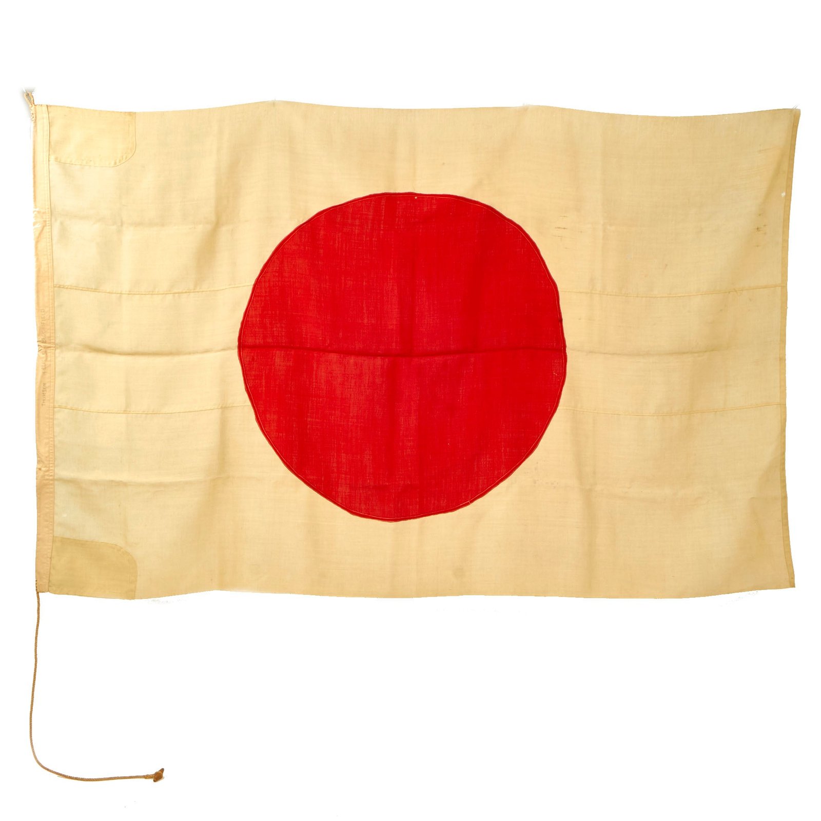Buy Original WWII Japanese Large Meatball Canvas National Flag Signed by American Serviceman - 47” x 74” | Original Firearms Antique For Sale