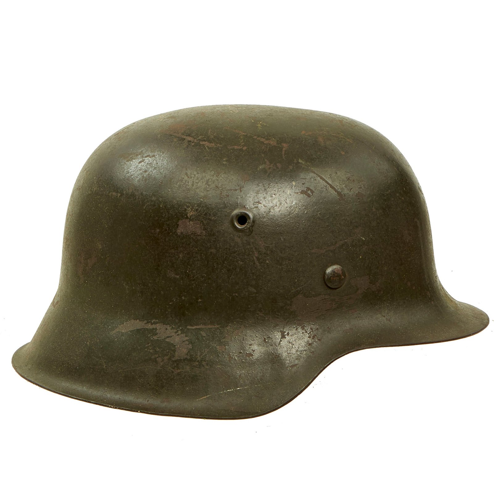 Buy Original German WWII M42 Single Decal Army Heer Helmet with Torn 58cm Liner & Chinstrap - stamped ckl66 | Original Firearms Antique For Sale