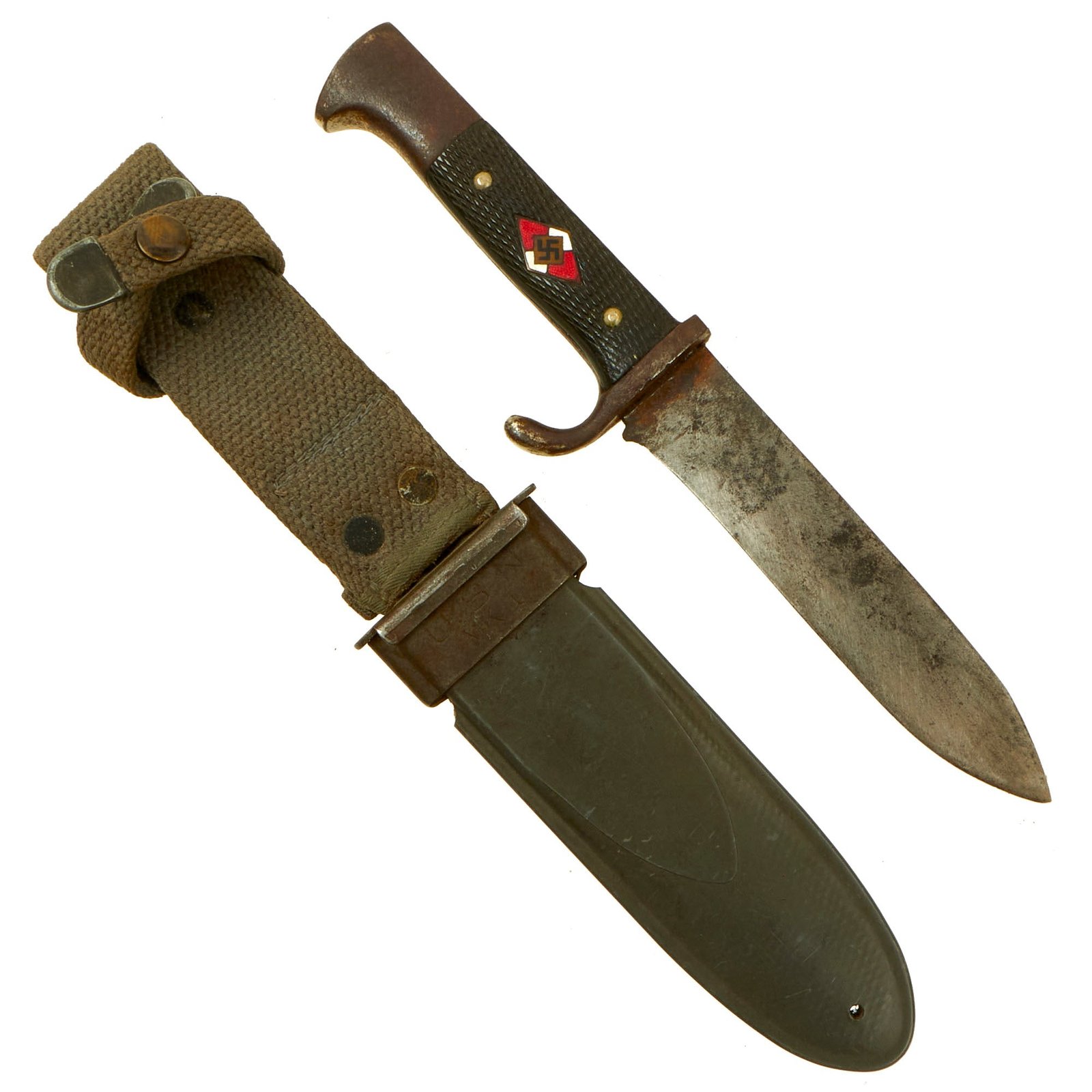 Buy Original German WWII USGI Captured Early HJ Knife by Lauterjung & Sohn PUMA-Werk with USN MK1 Scabbard | Original Firearms Antique For Sale