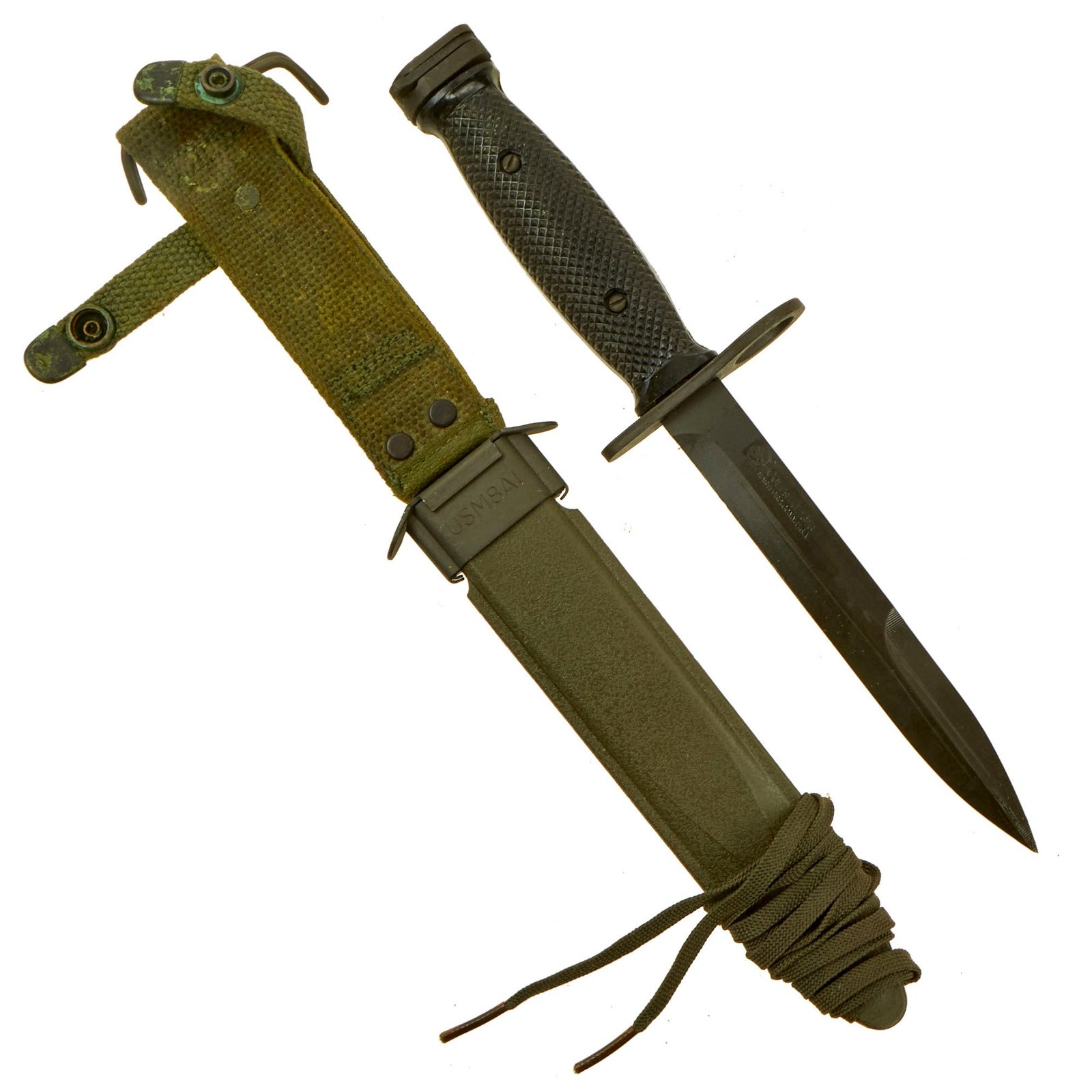 Buy Original U.S. Post Vietnam War Era Unissued Colt’s “New Model” M7 Bayonet with M8A1 Scabbard For The M16 Service Rifle | Original Firearms Antique For Sale