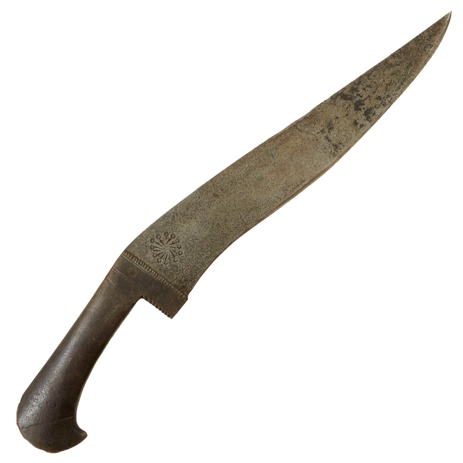 Buy Original 19th Century Indo-Persian Long Knife or Short Sword with Iron Clad Handle | Original Firearms Antique For Sale