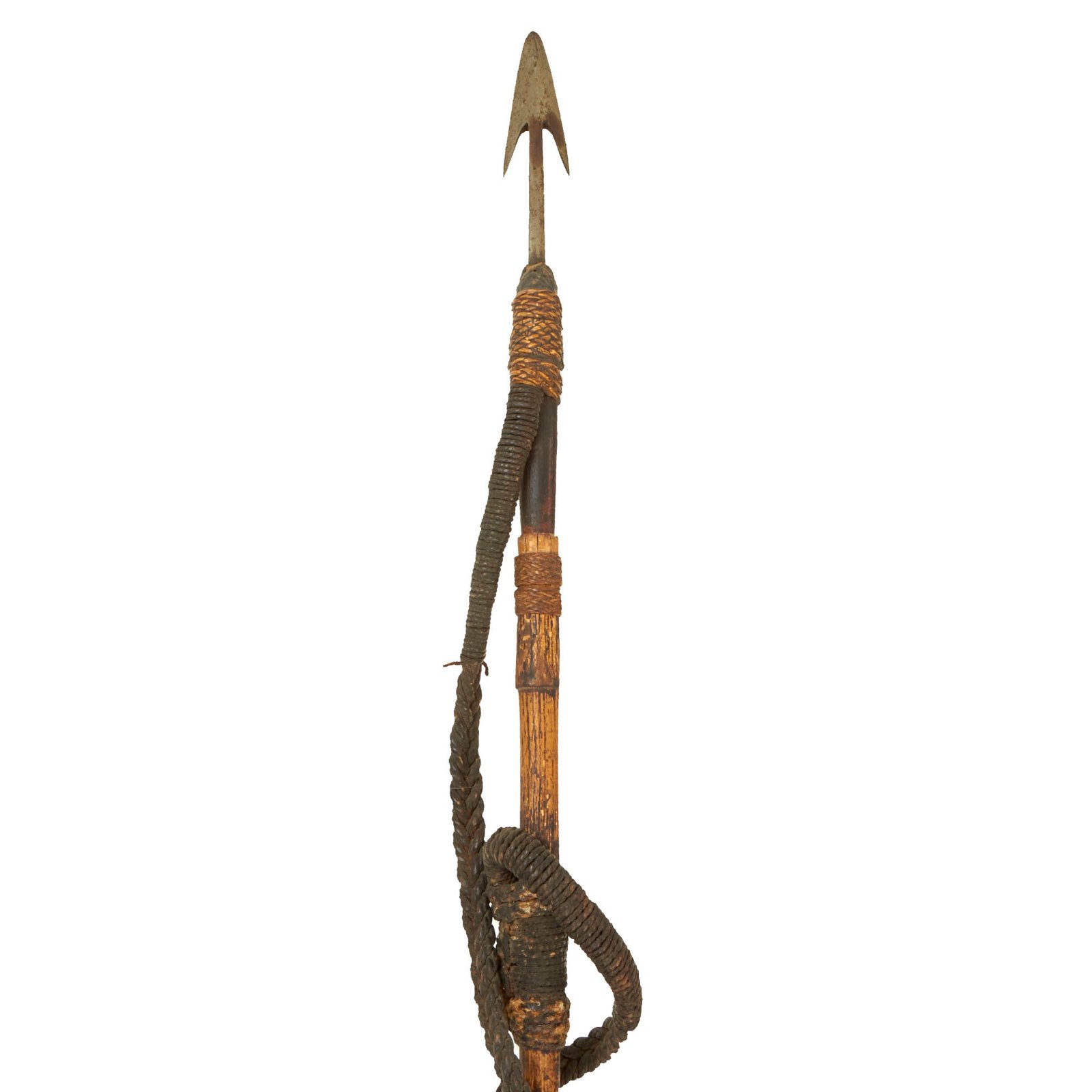 Buy Original Victorian Era Native African Rope Spear - 90” or 7½ feet long | Original Firearms Antique For Sale