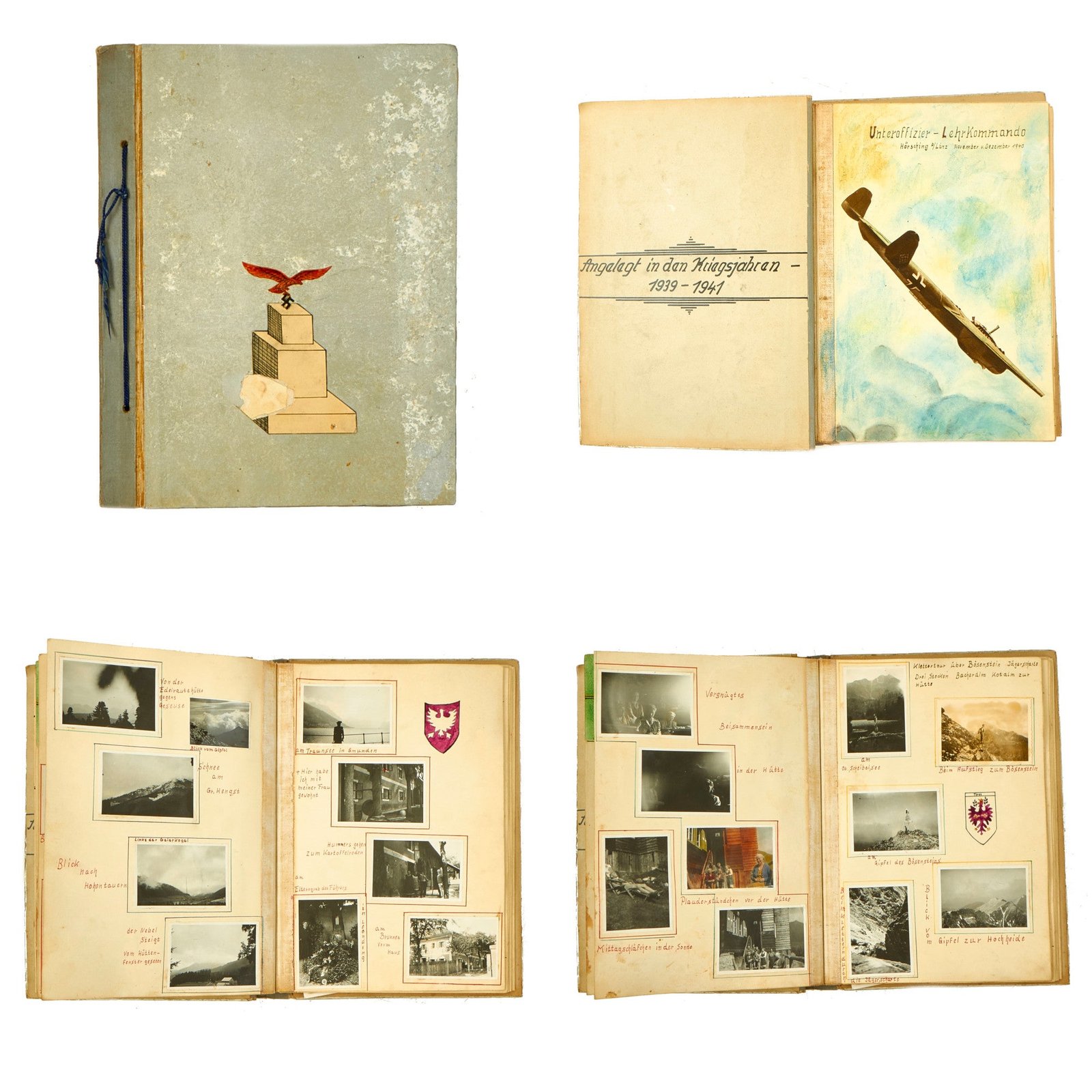 Buy Original German WWII Luftwaffe Metal Reinforced Personal Photo Album with Captions, Dates & Drawings - 160 Pictures | Original Firearms Antique For Sale