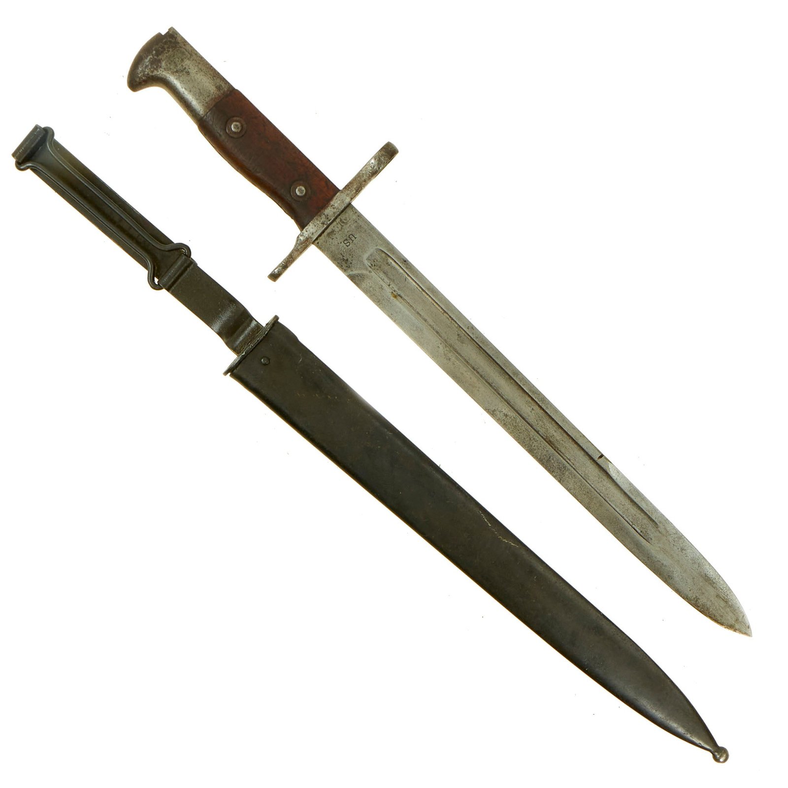 Buy Original U.S. Philippine - American War Model 1892 Krag Rifle Bayonet and 2nd Pattern Scabbard - Dated 1900 | Original Firearms Antique For Sale