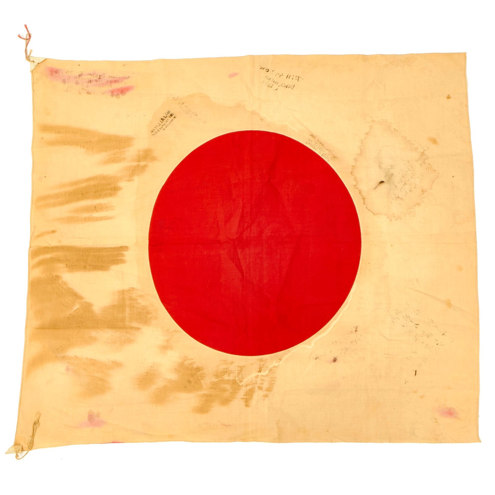 Buy Original Japanese WWII USGI Captured National flag Signed by Over 15 Servicemen - 34" x 29” | Original Firearms Antique For Sale