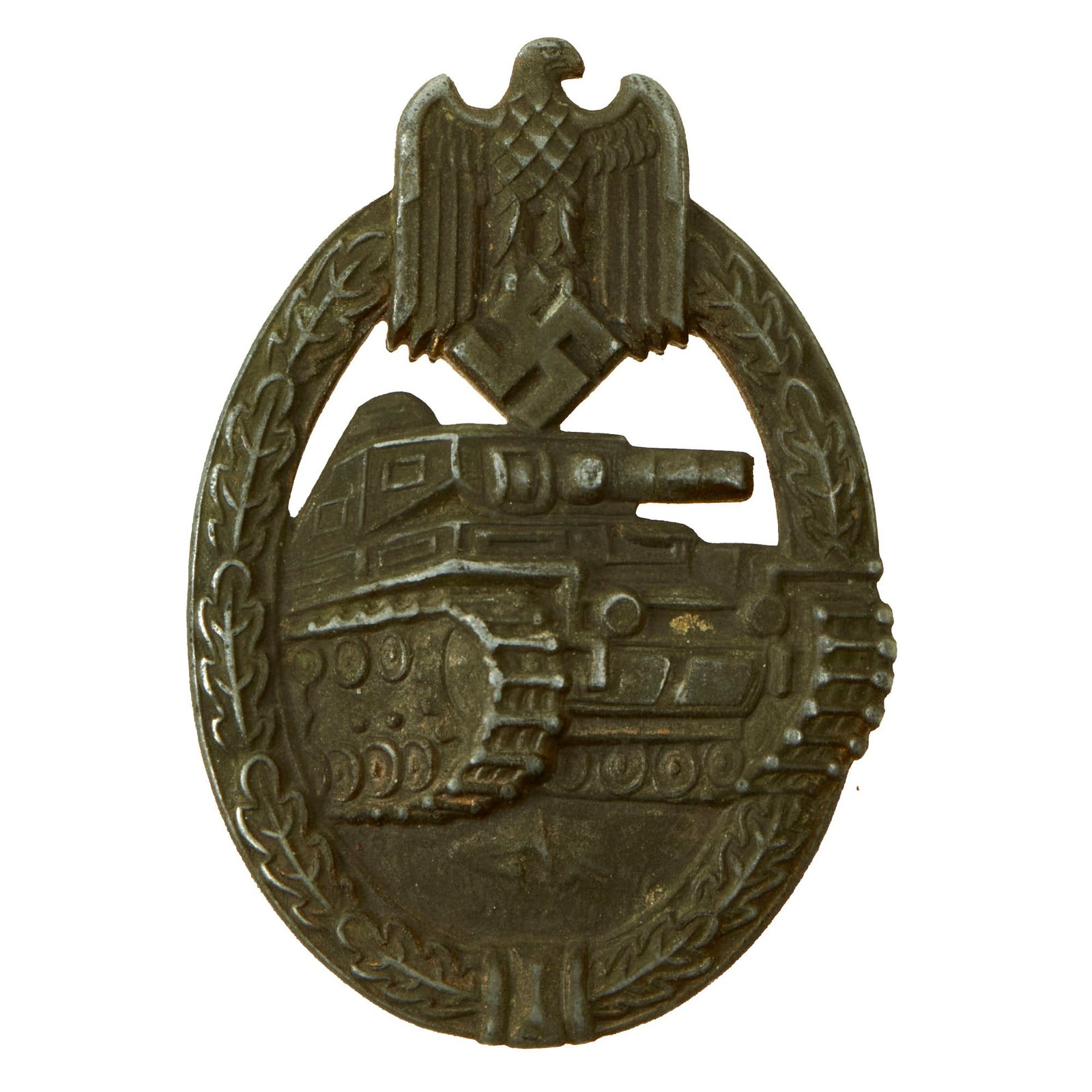 Buy Original German WWII Bronze Grade Panzer Assault Tank Badge by Frank & Reif of Stuttgart - Solid Back Version | Original Firearms Antique For Sale