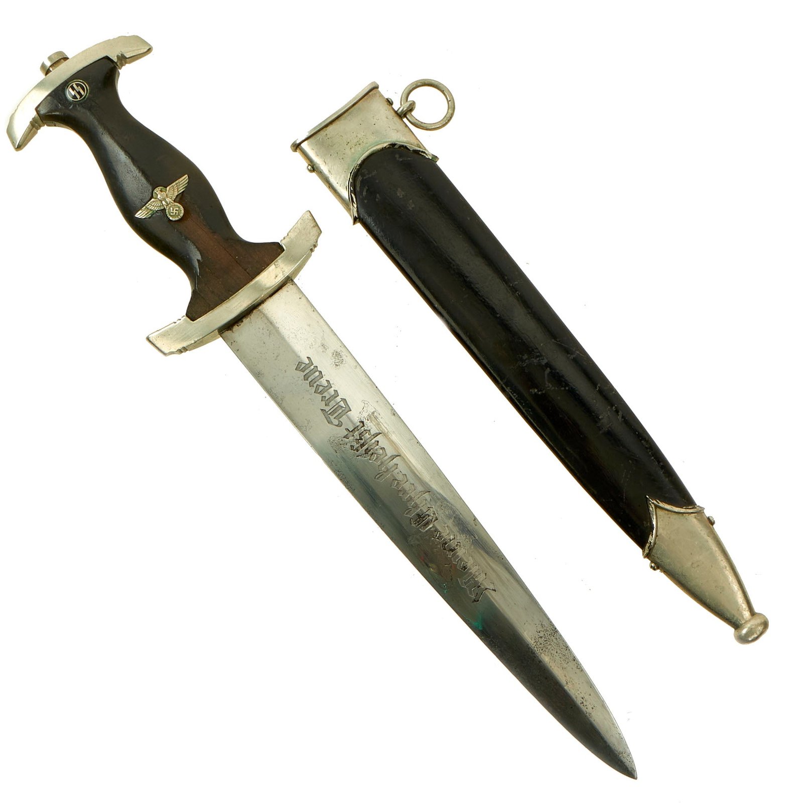 Buy Original German WWII Early Identified Numbered M33 SS Dagger by Gottlieb Hammesfahr & Co. with Scabbard | Original Firearms Antique For Sale