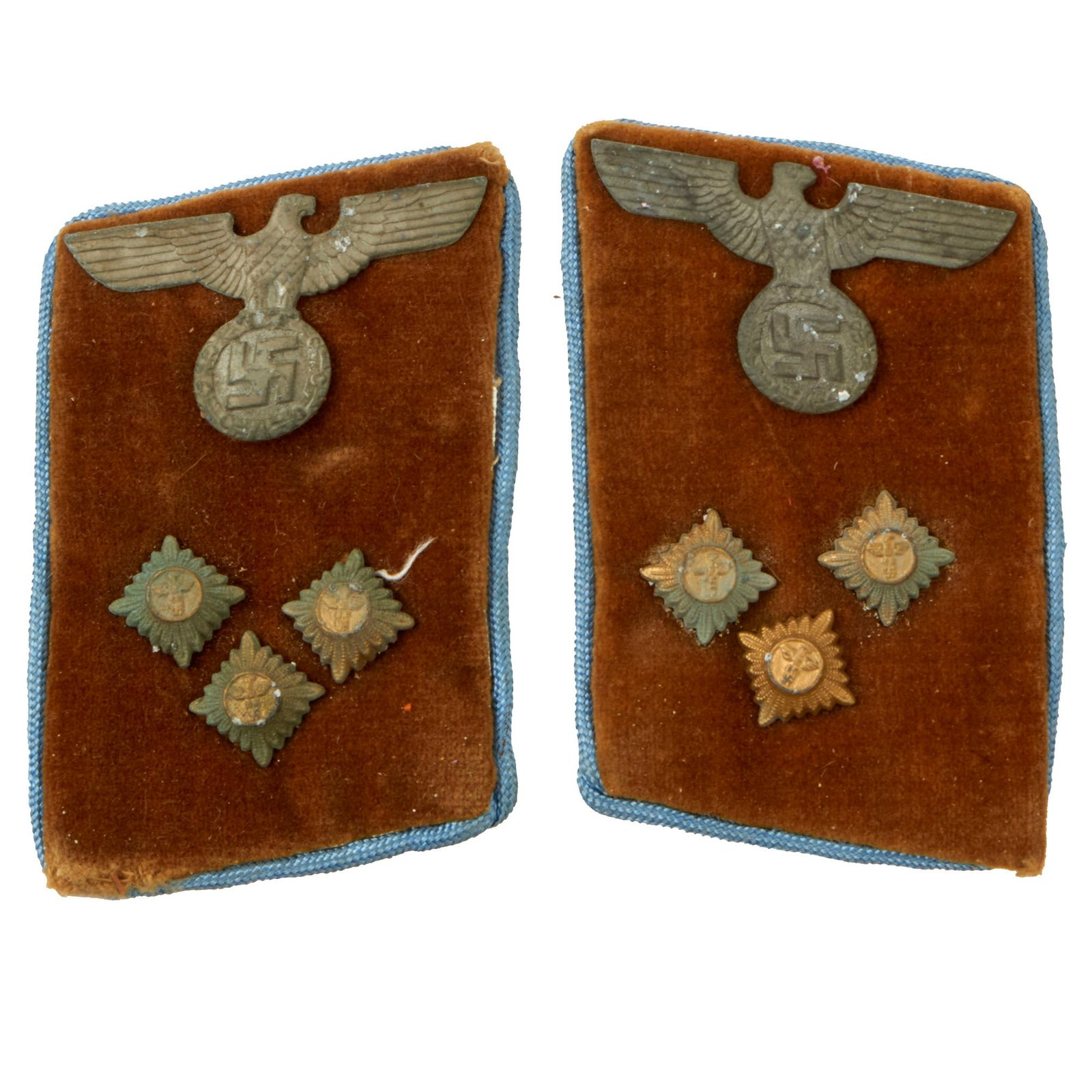Buy Original German WWII NSDAP Local Group Action Leader Matched Pair of Collar Tabs with RZM Tag - Einsatzleiter | Original Firearms Antique For Sale
