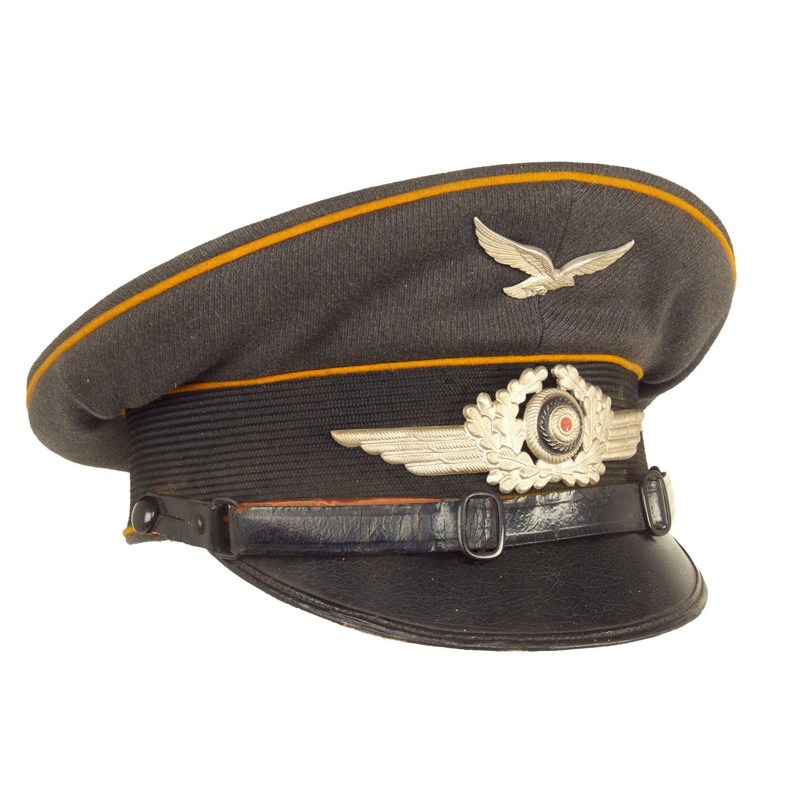 Buy Original German WWII Luftwaffe Flight Branch 56cm EM/NCO Schirmmütze Visor Cap by EREL Robert Lubstein - dated 1938 | Original Firearms Antique For Sale