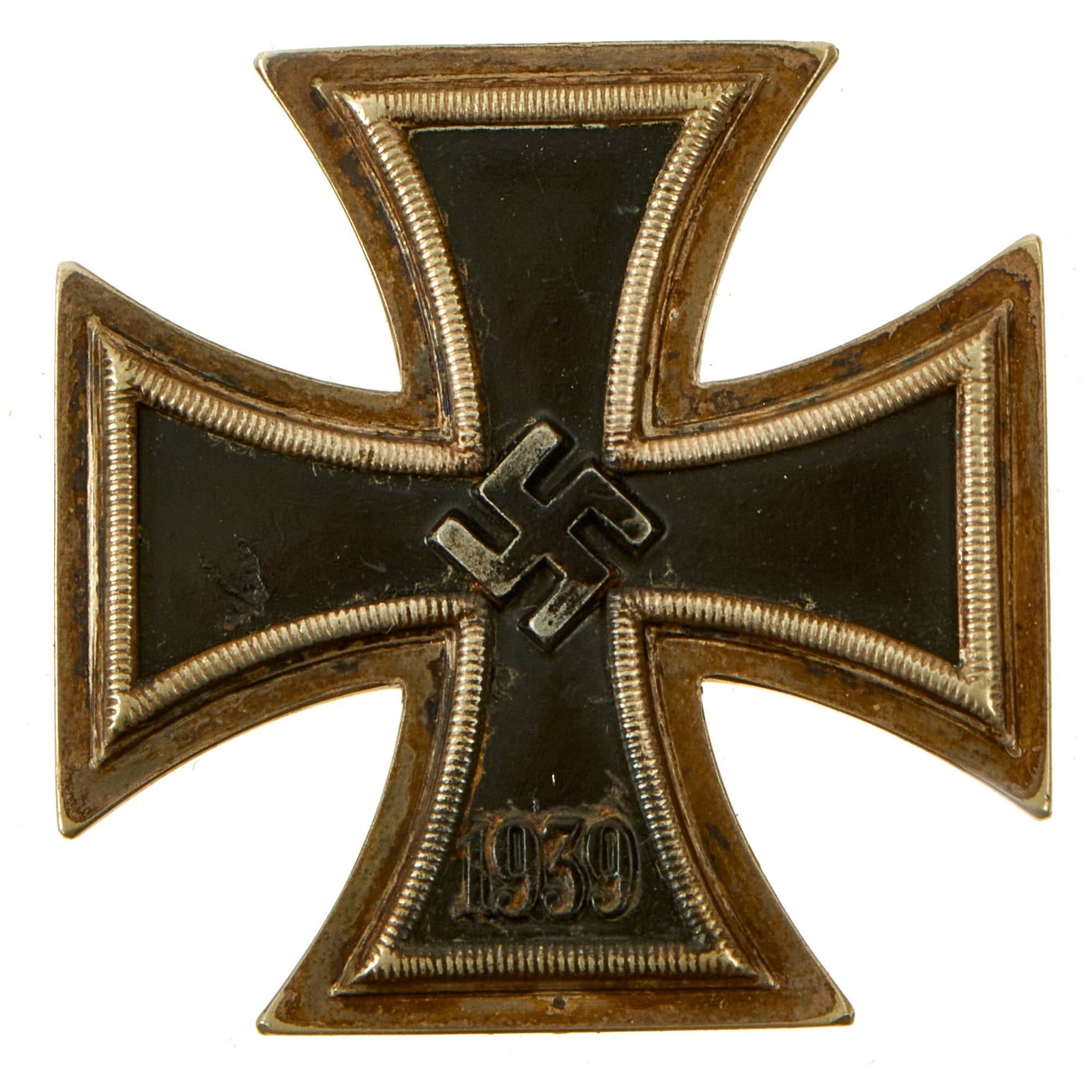 Buy Original German WWII Iron Cross First Class 1939 EKI with Vertical Pinback - Unmarked | Original Firearms Antique For Sale