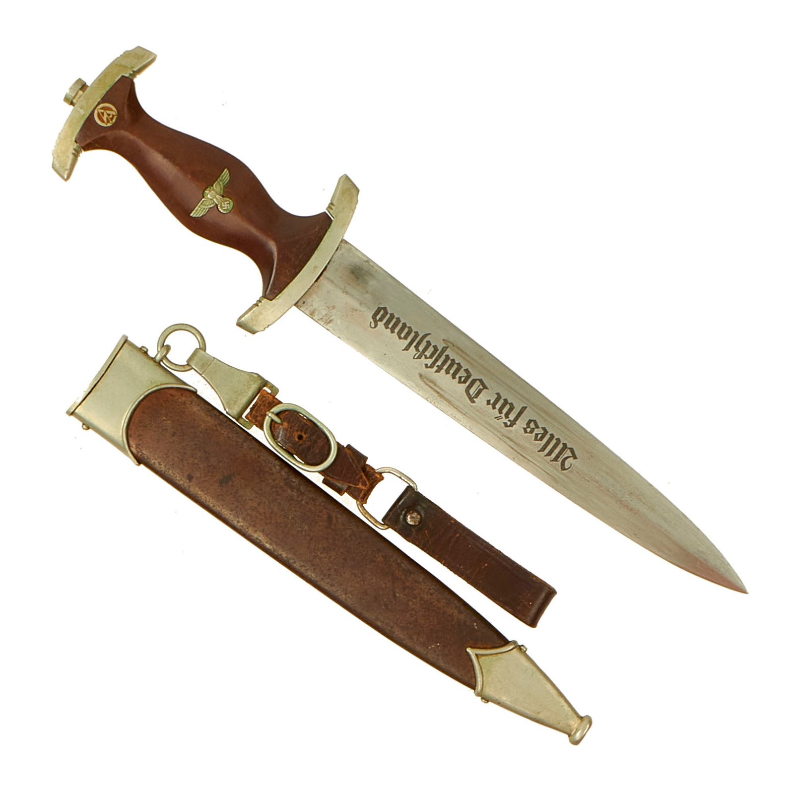 Buy Original German Early WWII SA Dagger by Rare Maker F. Eduard Ohliger of Solingen with Scabbard & Hanger - McSARR Rarity Rated 9 of 10 | Original Firearms Antique For Sale