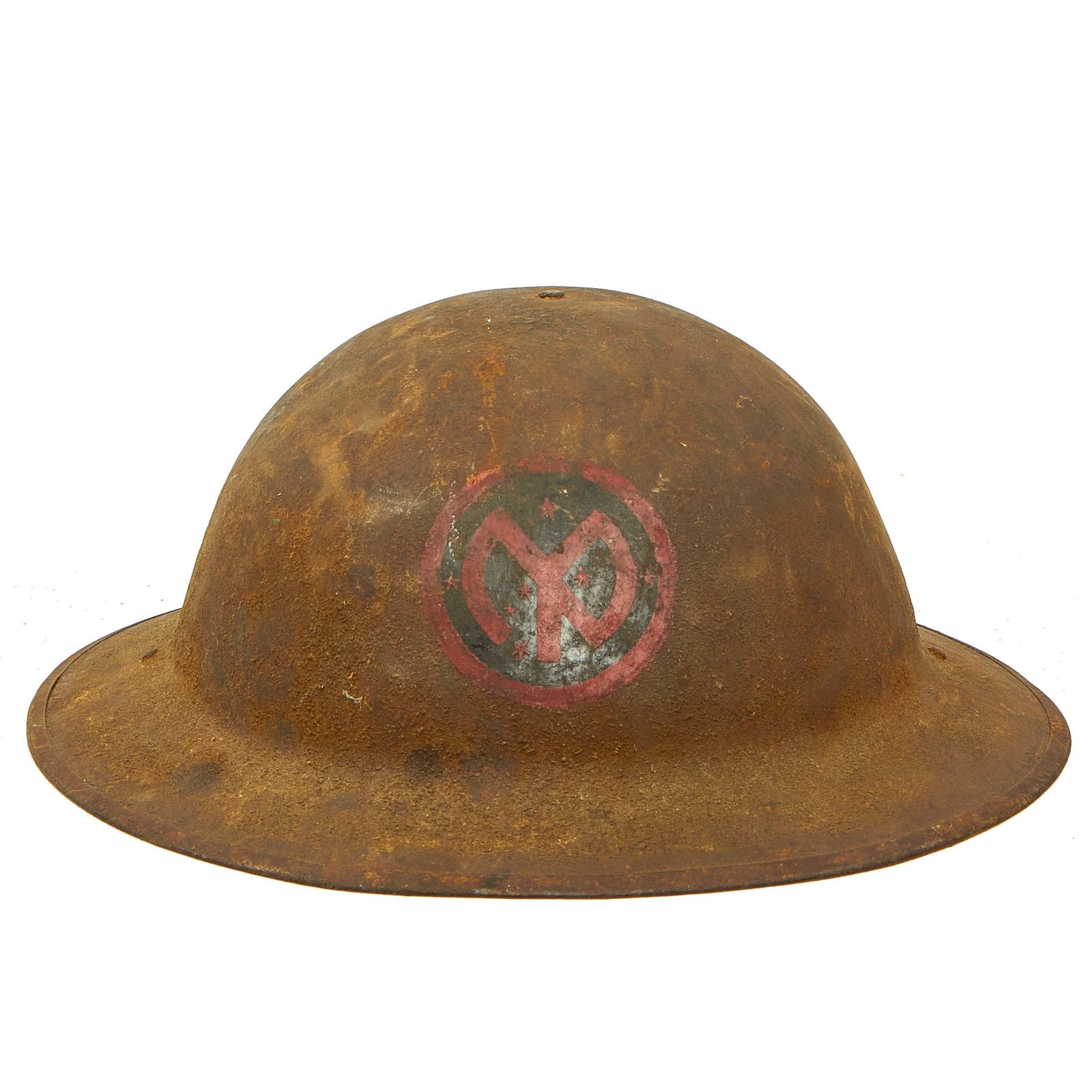 Buy Original U.S. WWI 27th Infantry Division “O'Ryan's Roughnecks” M1917 Doughboy Helmet - Complete | Original Firearms Antique For Sale