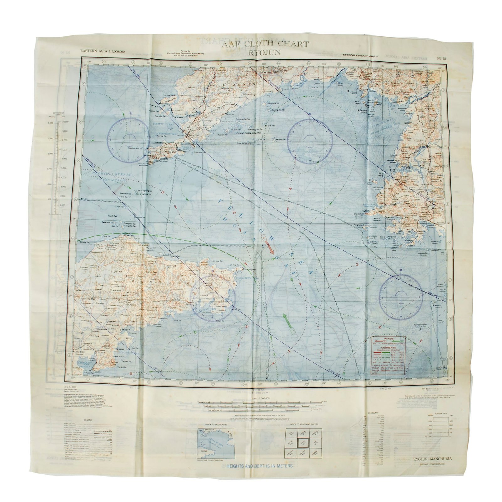 Buy Original U.S. WWII 1943 & 1944 Dated Army Air Forces Escape and Evasion “Silk” Map Lot - 2 Items | Original Firearms Antique For Sale