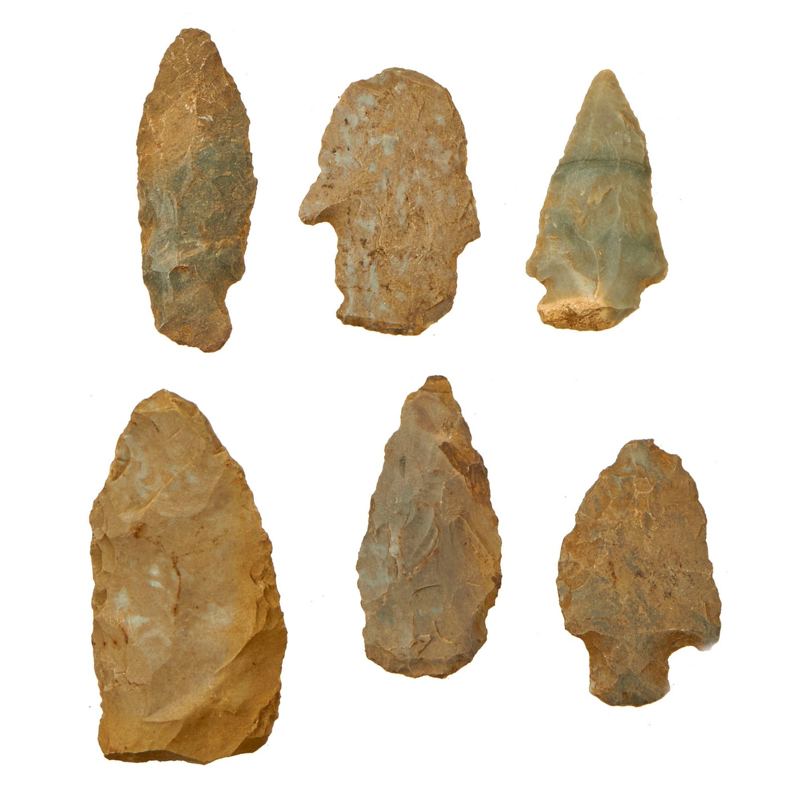 Buy Original Native American Late Archaic to Woodland Period Arrowheads Excavated from Limestone County Alabama - Set of 5 | Original Firearms Antique For Sale