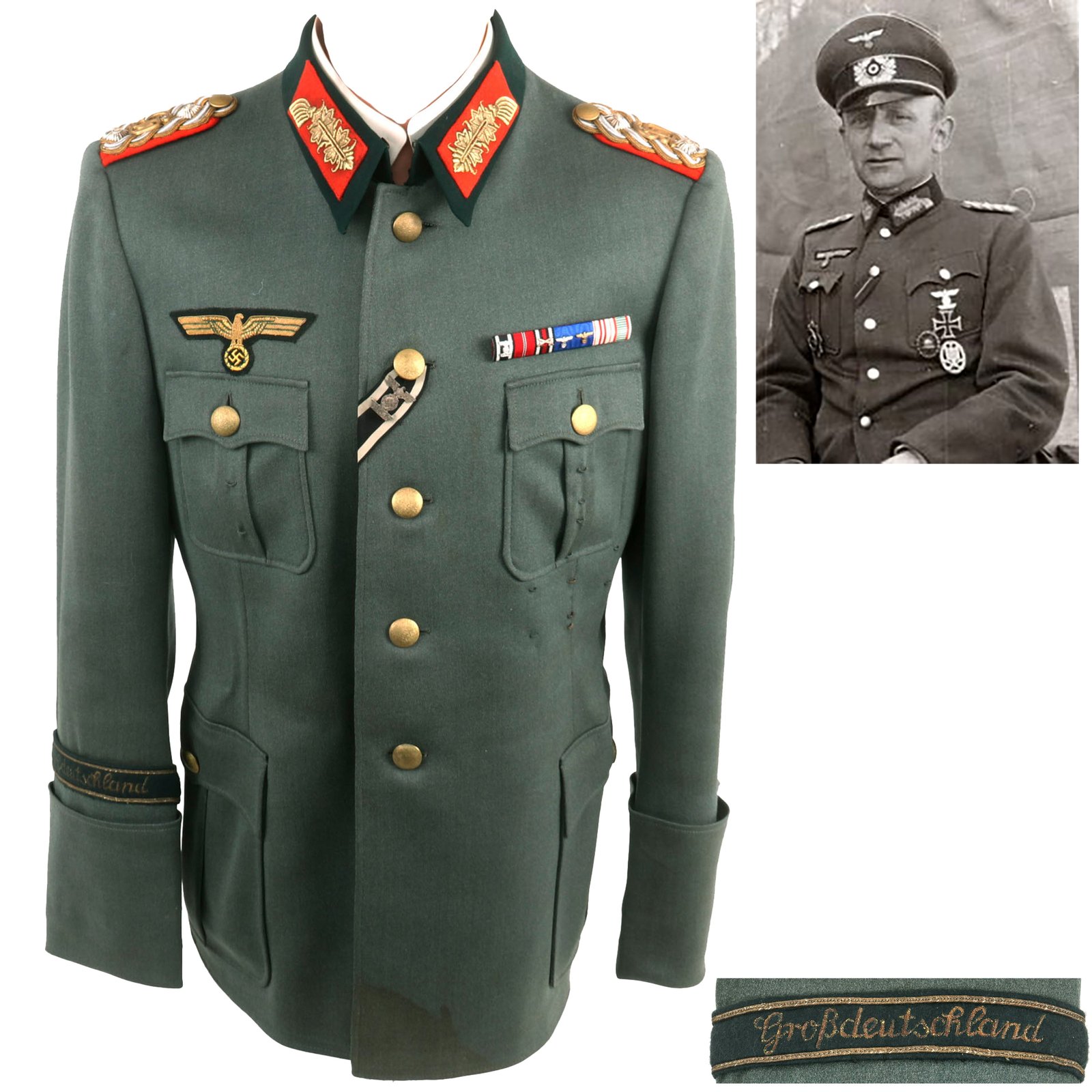 Buy Original German WWII Panzerkorps Großdeutschland Commander General der Panzertruppe Georg Jauer M36 Uniform Tunic - Formerly Part of the A.A.F. Tank Museum | Original Firearms Antique For Sale